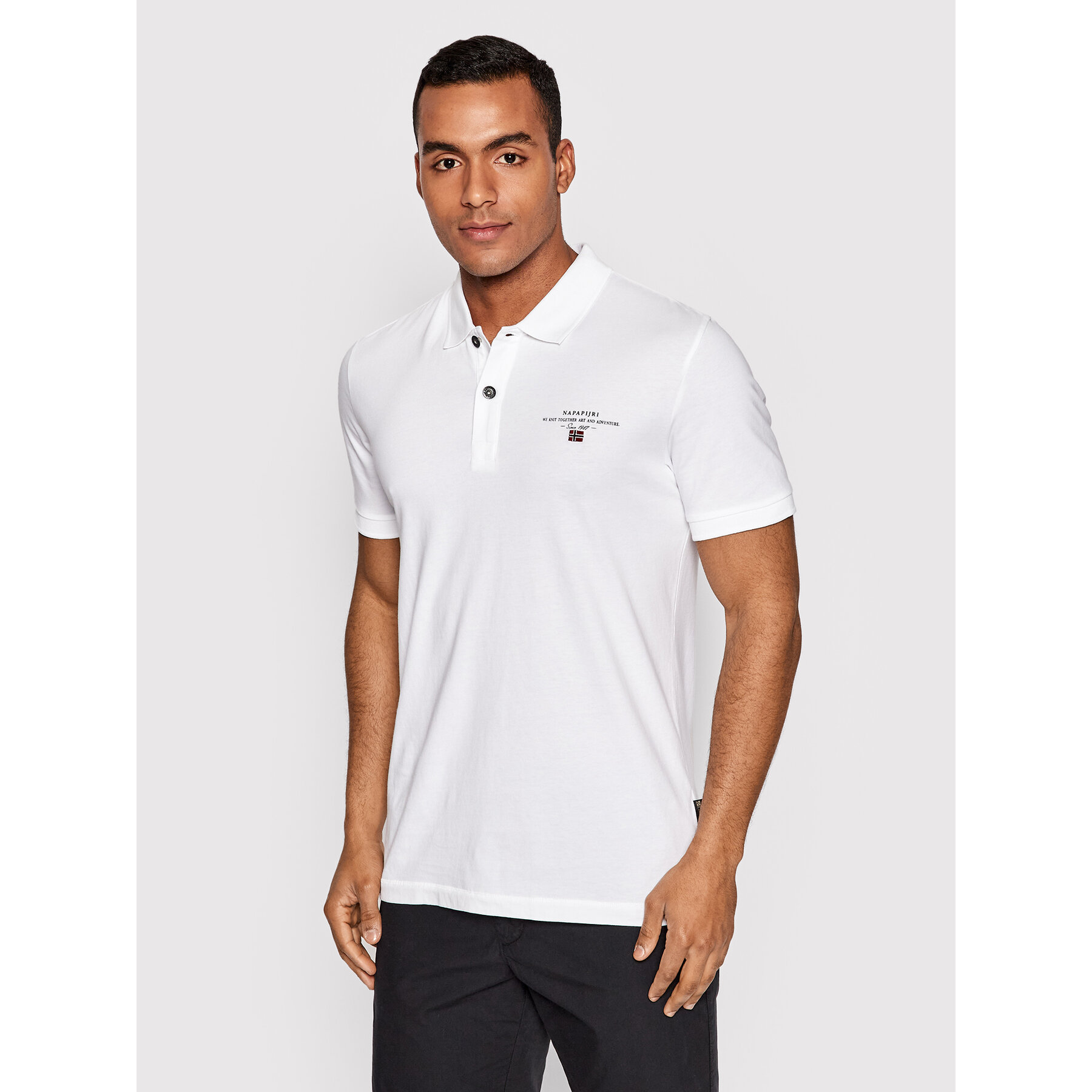 Napapijri Polo Elbas Jersey NP0A4GB4 Biały Regular Fit