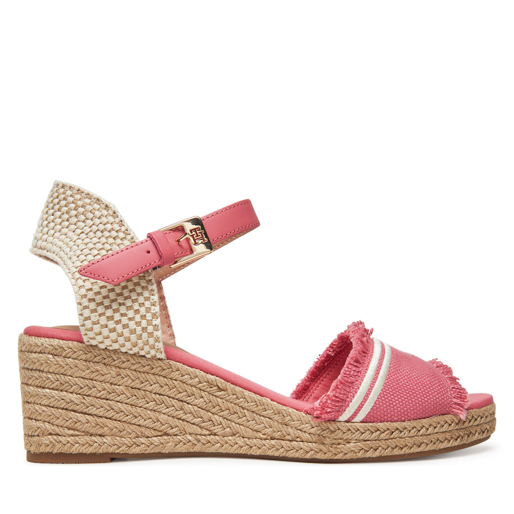 Tommy Hilfiger Espadryle Fringe Canvas Medium Wedge FW0FW08879 Różowy