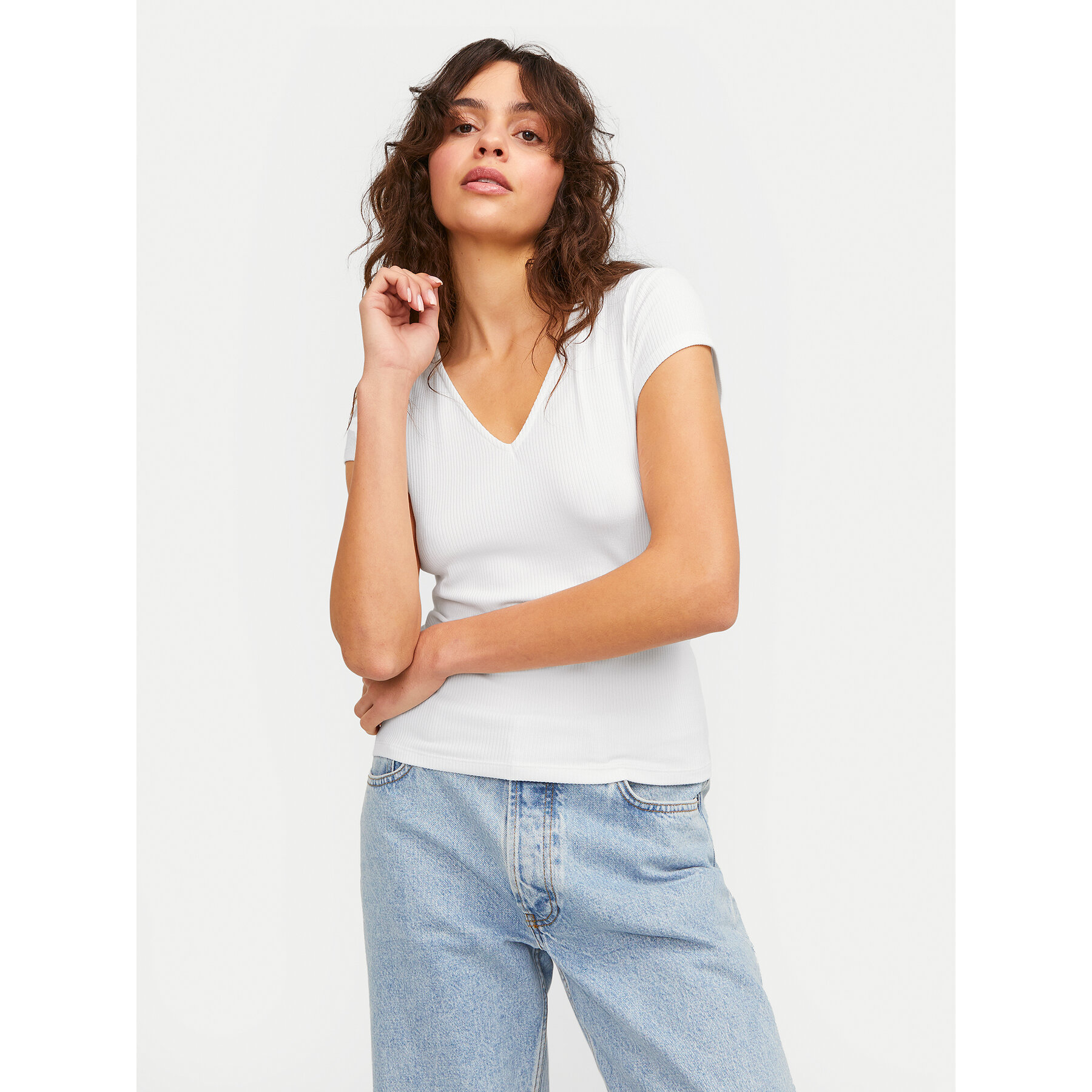 JJXX T-Shirt Hayden 12249361 Biały Slim Fit