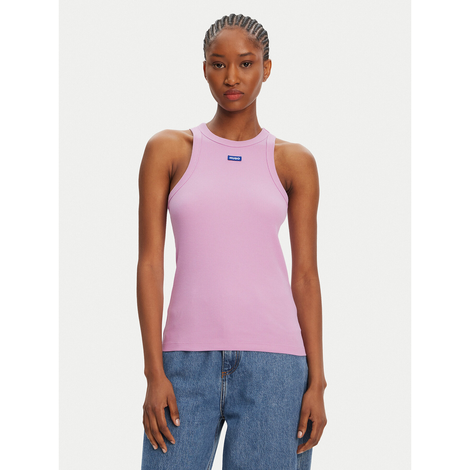 HUGO Top 50508857 Różowy Slim Fit