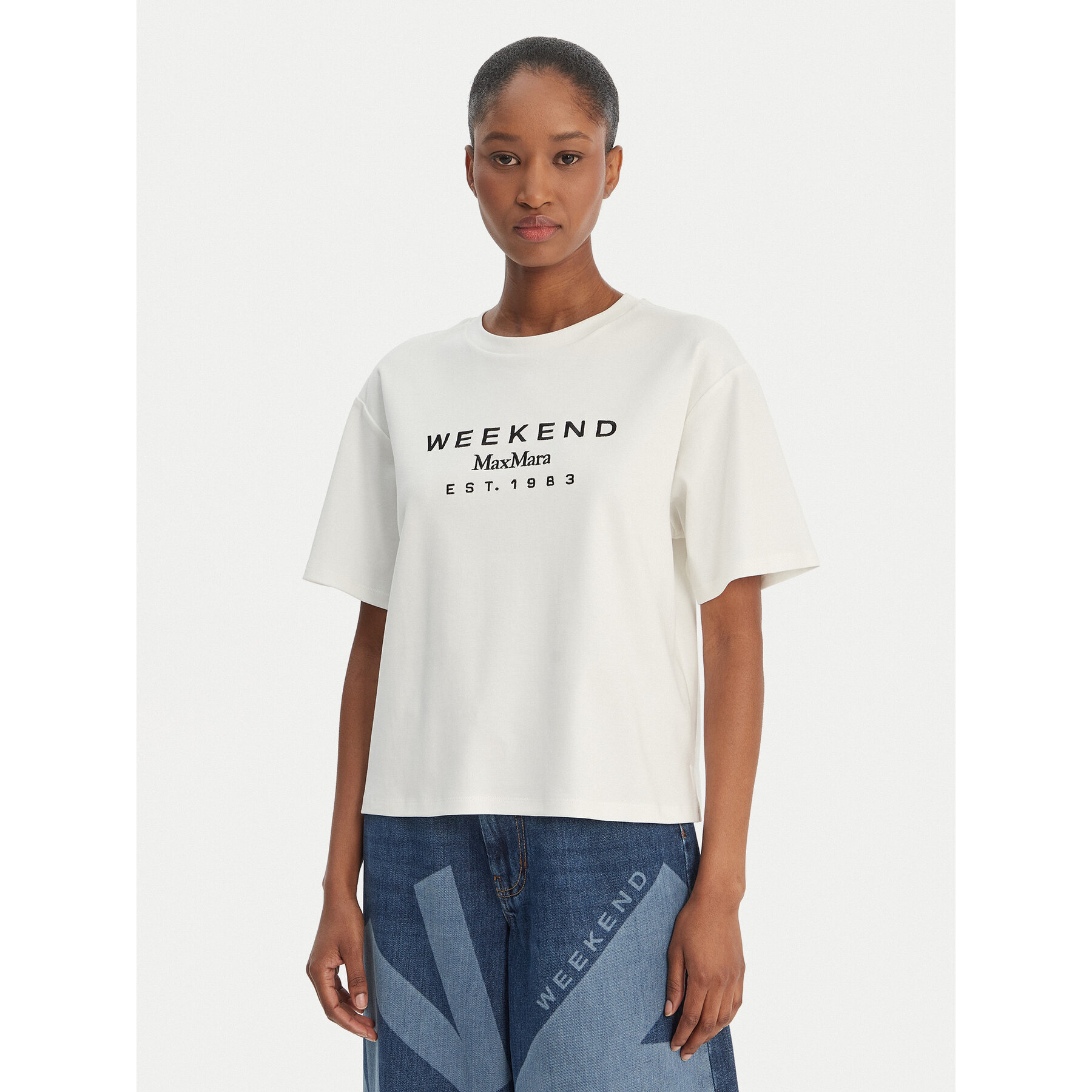 Weekend Max Mara T-Shirt Sabato 2615941112 Biały Regular Fit