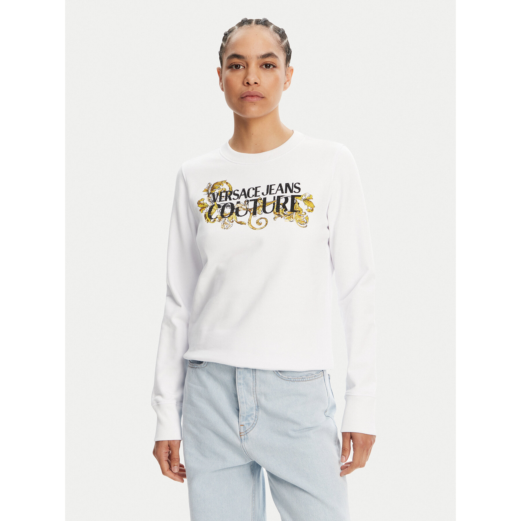 Versace Jeans Couture Bluza 78HAIC06 Biały Regular Fit
