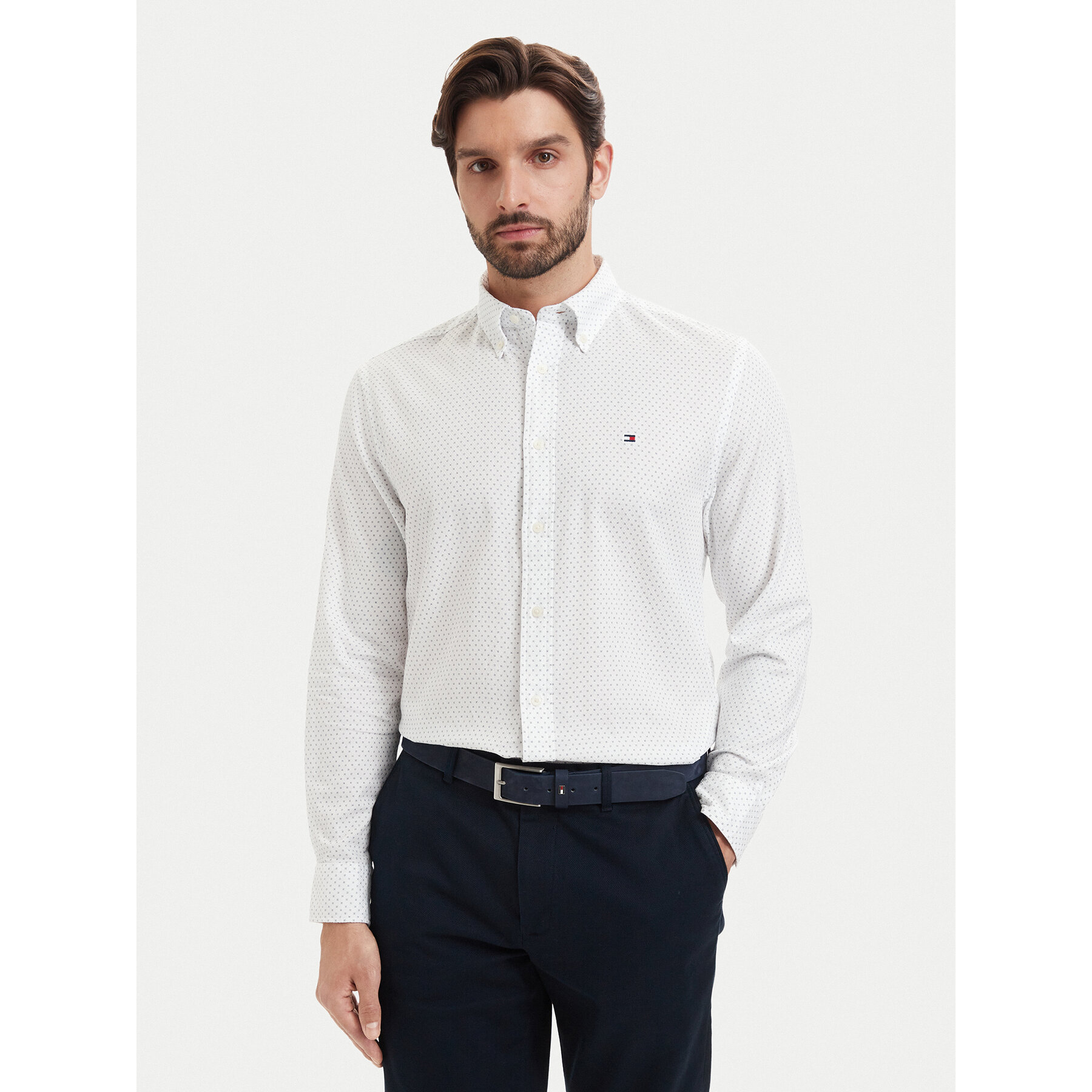 Tommy Hilfiger Koszula Poplin MW0MW43318 Biały Regular Fit