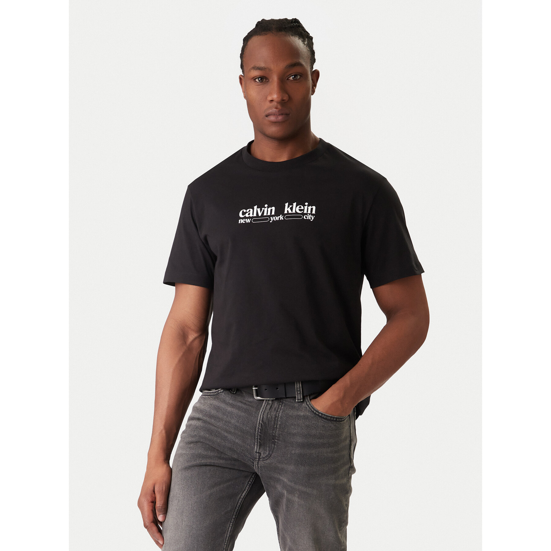 Calvin Klein Jeans T-Shirt NYC Graphic LV14RE831G Czarny Regular Fit