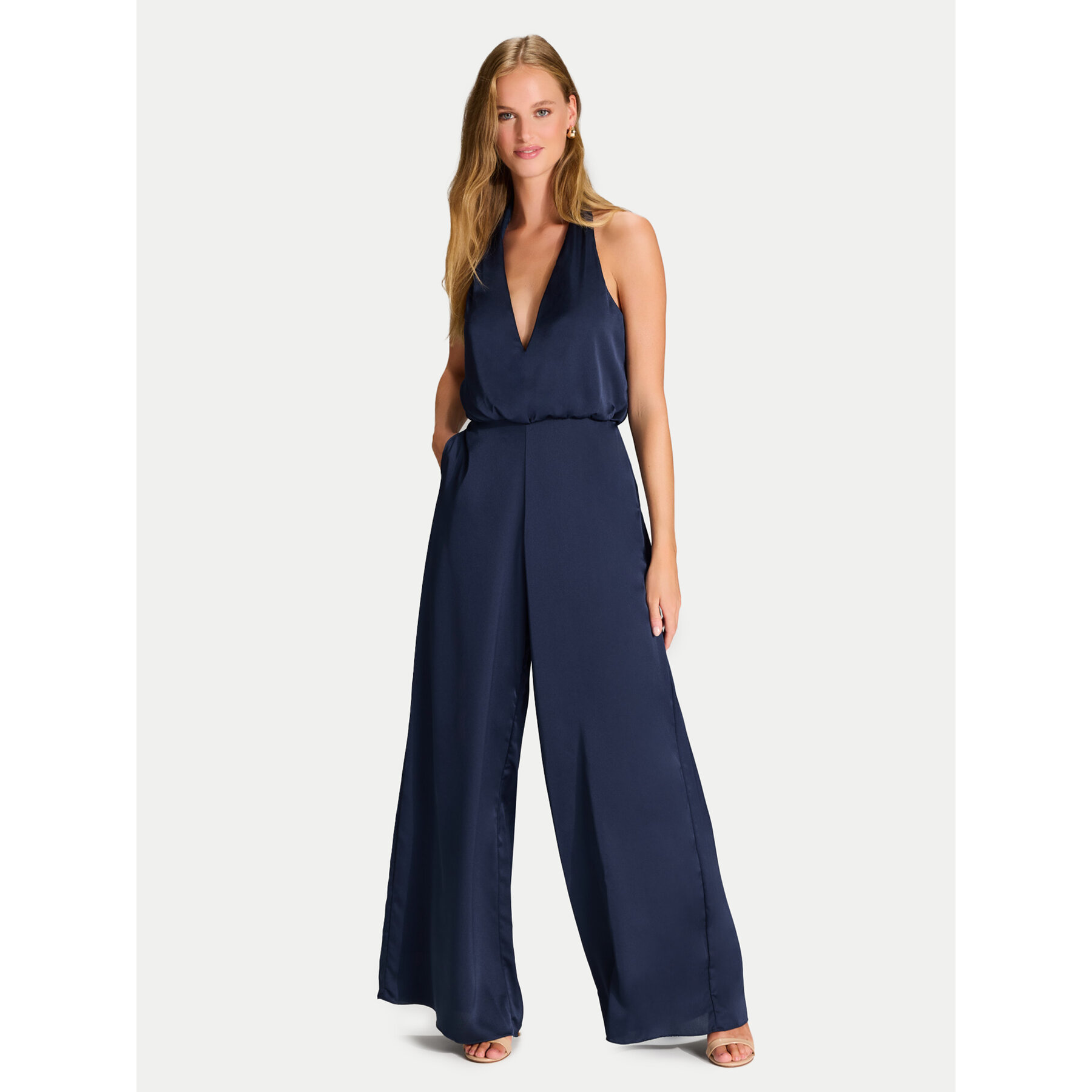 Hey Kyla Kombinezon 3AJ002HK Granatowy Wide Leg