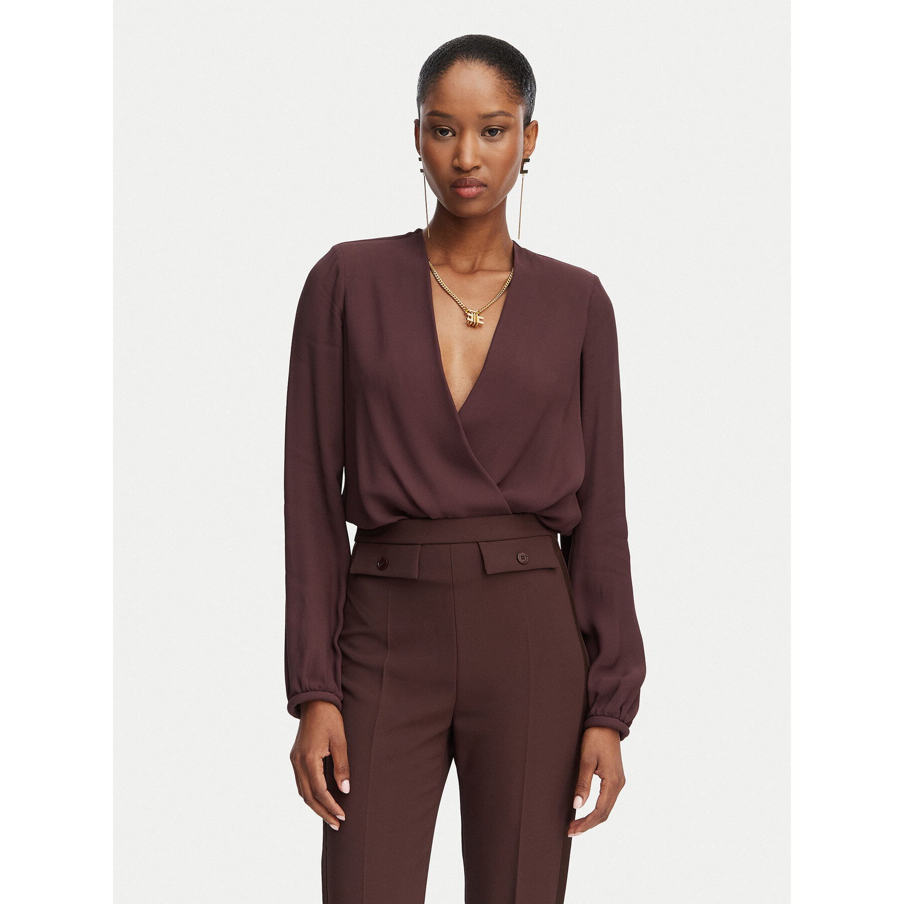 Elisabetta Franchi Body CB-007-62E2-V420 Brązowy ciemny Regular Fit