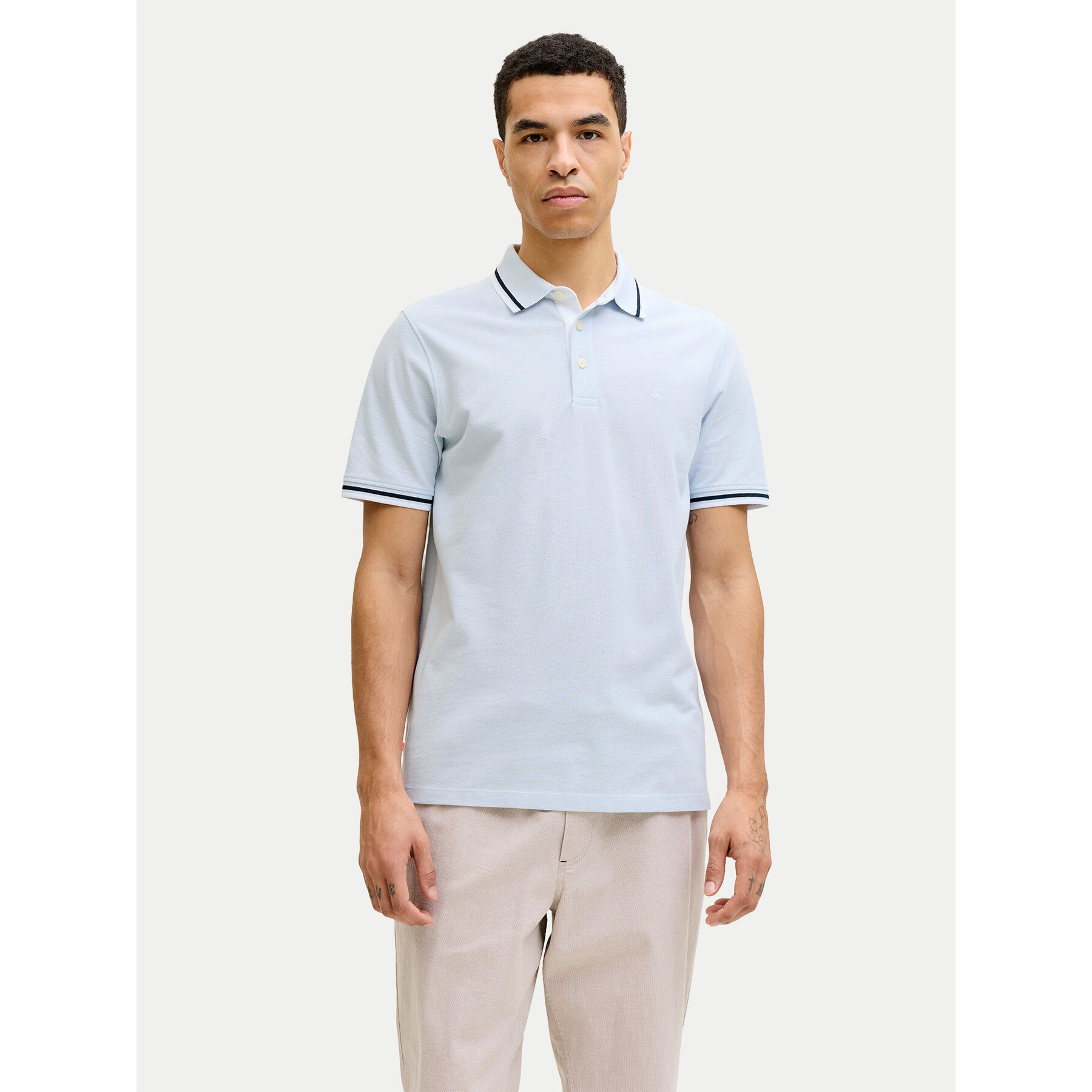Jack & Jones Polo Paulos 12136668 Niebieski jasny Regular Fit