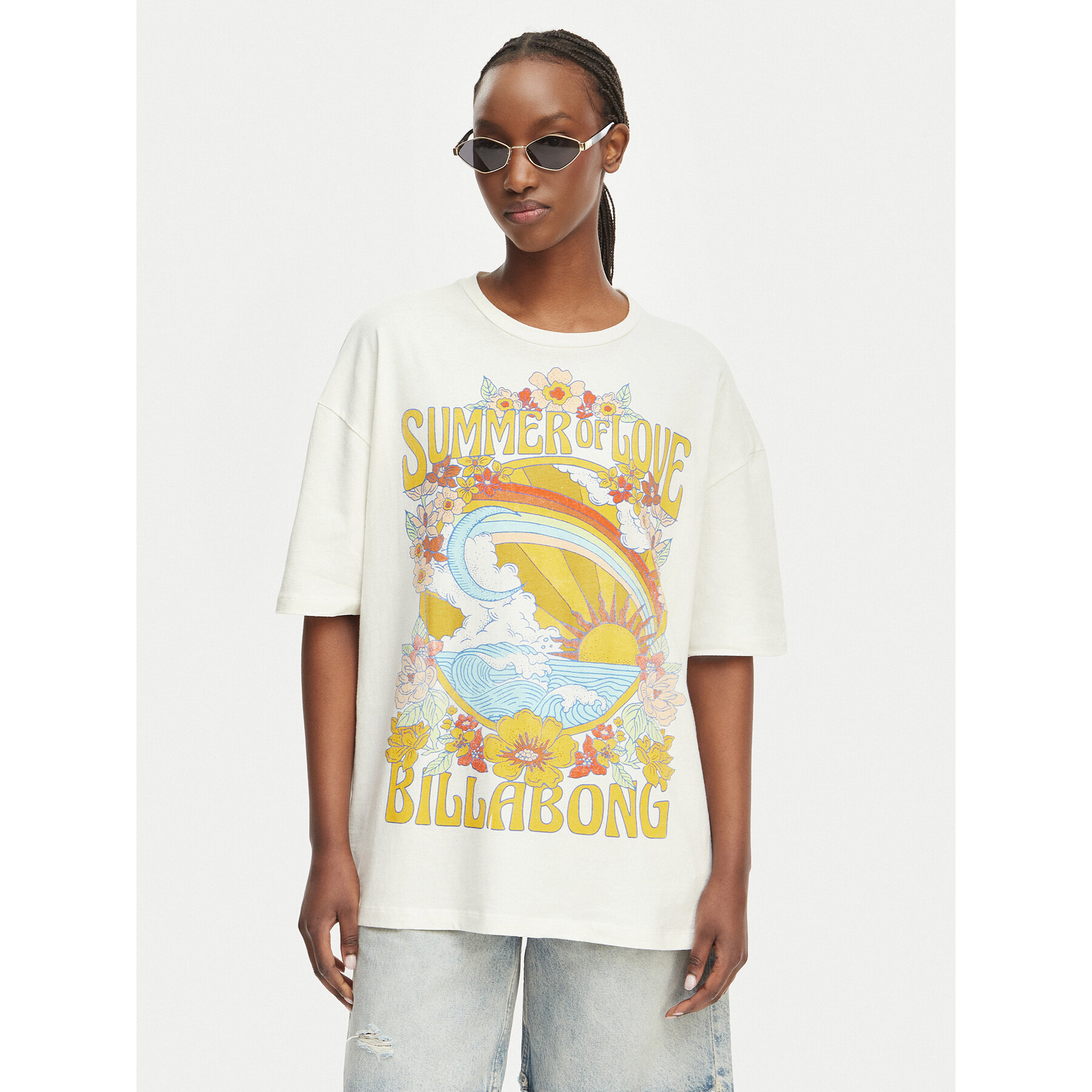 Billabong T-Shirt Summer Of Love EBJZT00592 Biały Loose Fit