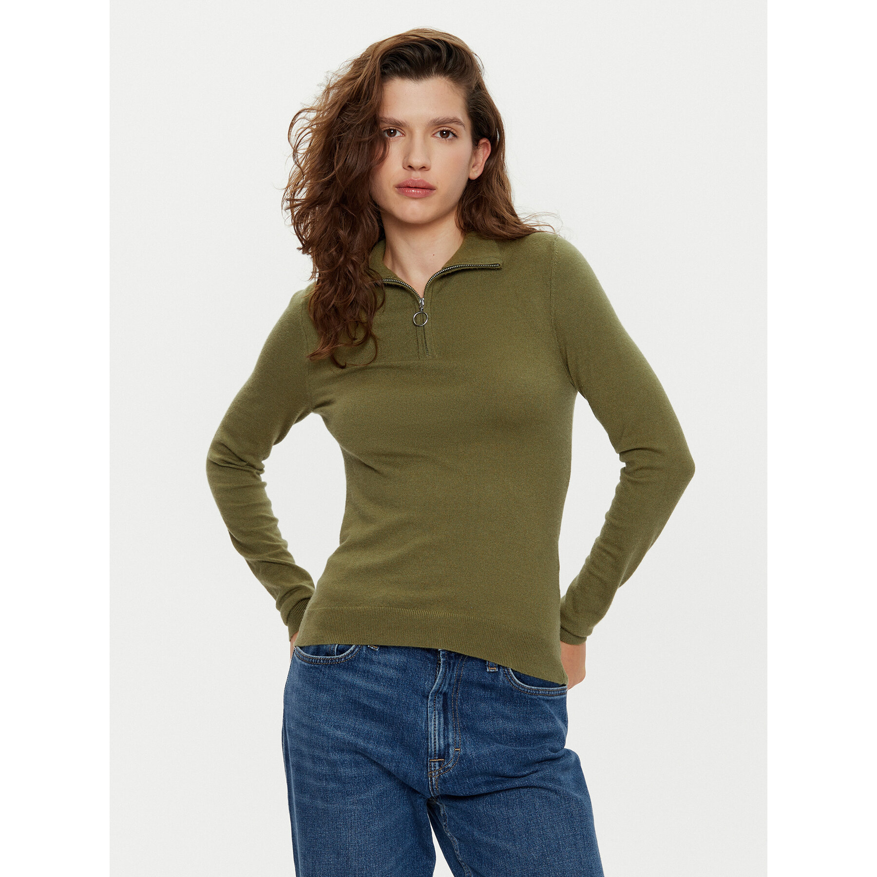 Vero Moda Sweter Happiness 10317993 Zielony Slim Fit