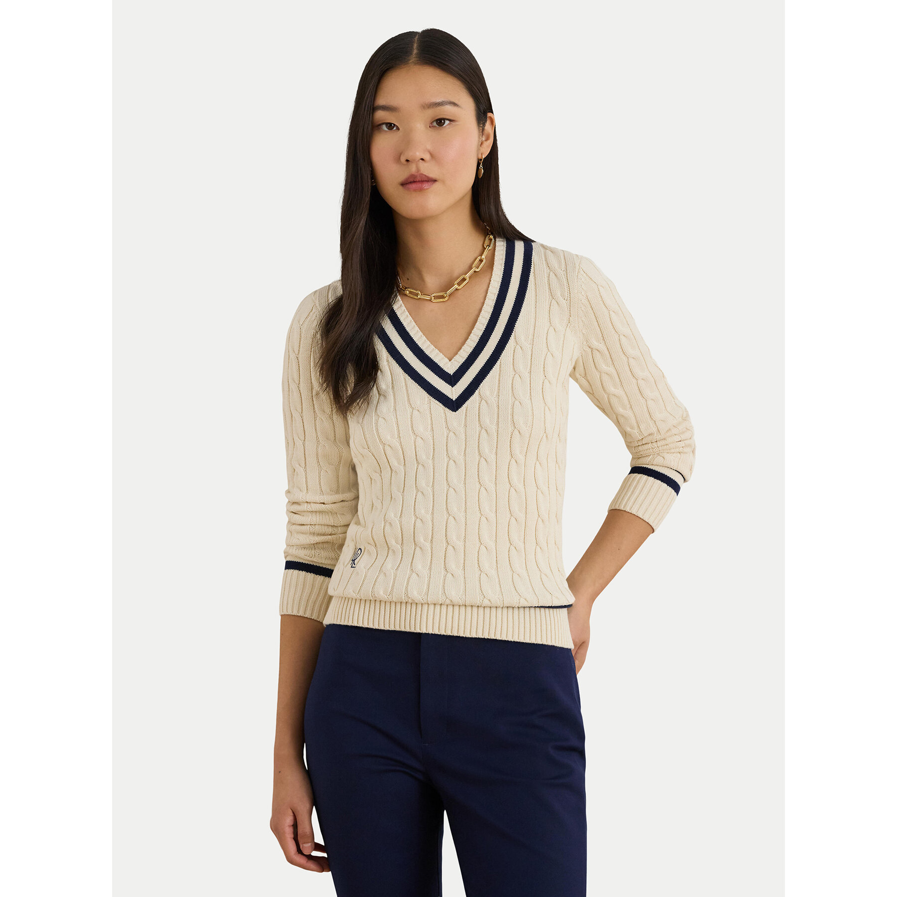 LAUREN RALPH LAUREN Sweter 200B22020001 Beżowy jasny Relaxed Fit