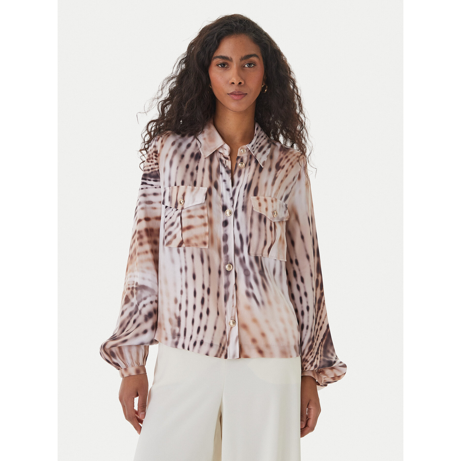 Guess Koszula W6GH22 W1789 Beżowy Regular Fit