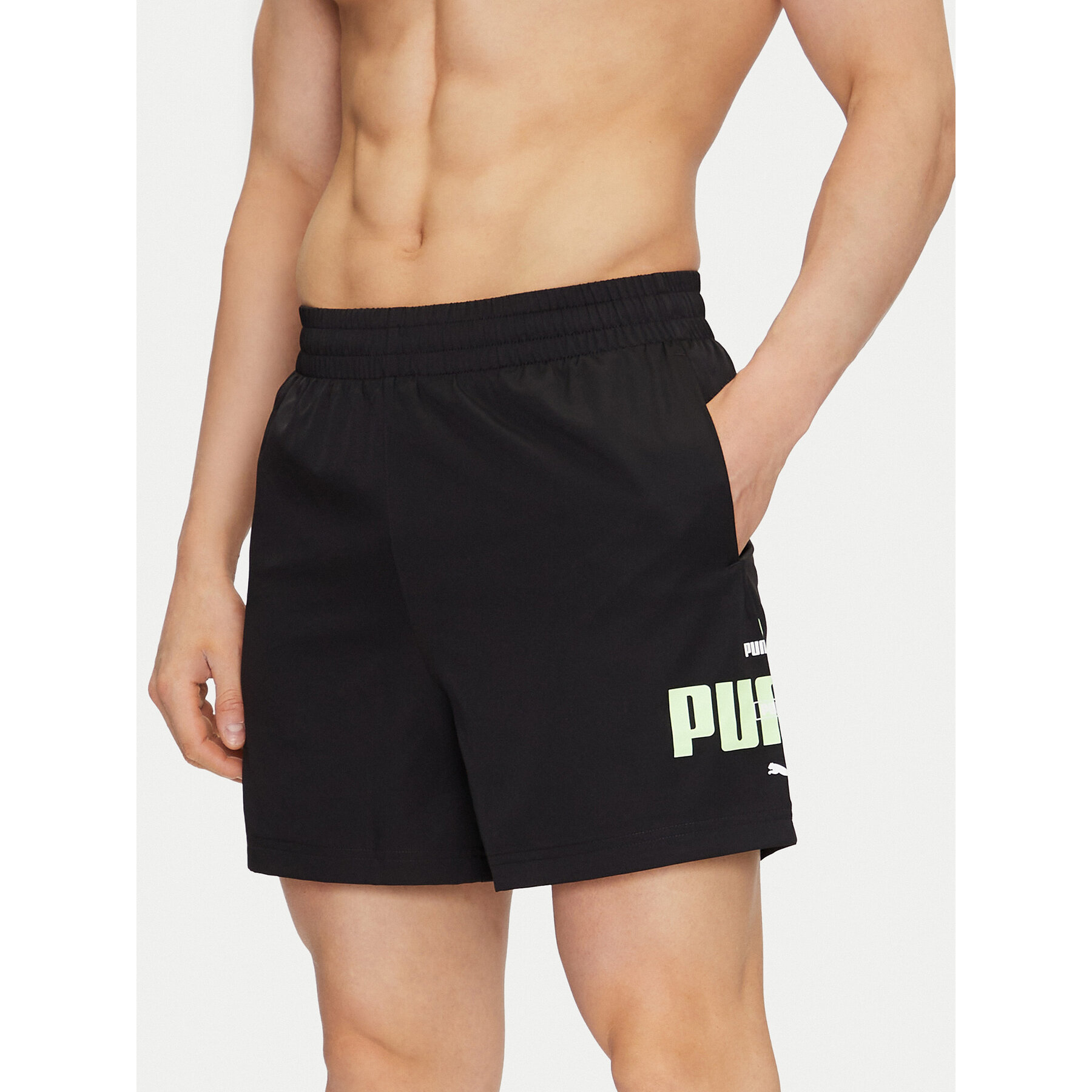 Puma Szorty sportowe Ess Logo Lab 684672 Czarny Regular Fit