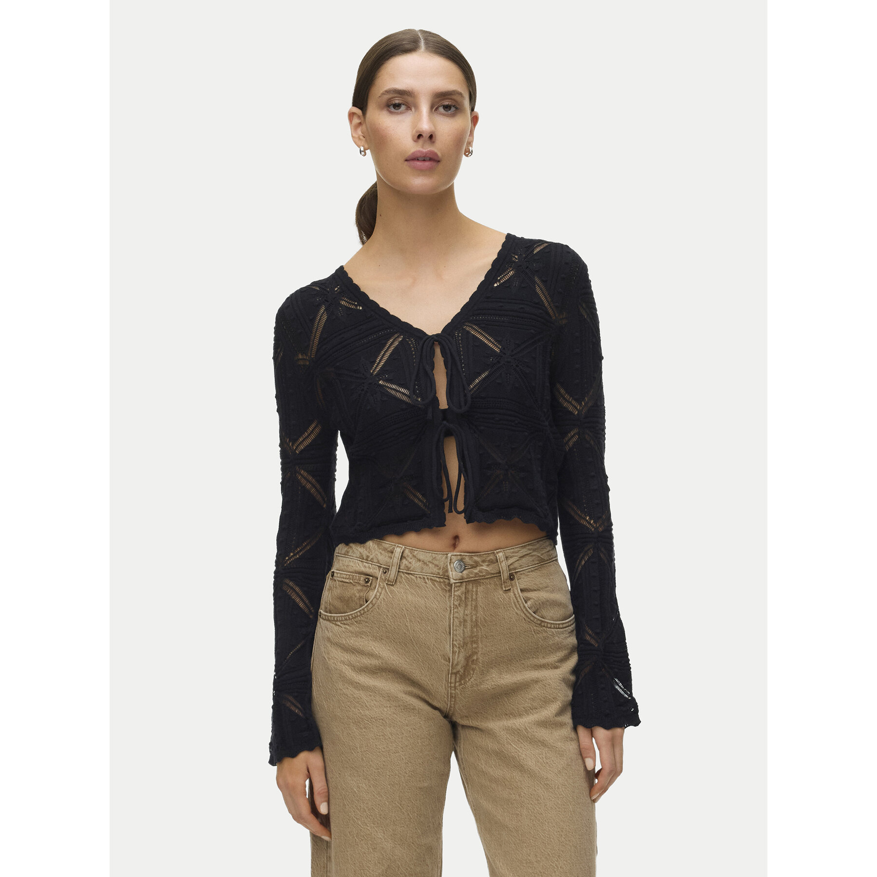 Vero Moda Kardigan Lola 10337188 Czarny Regular Fit