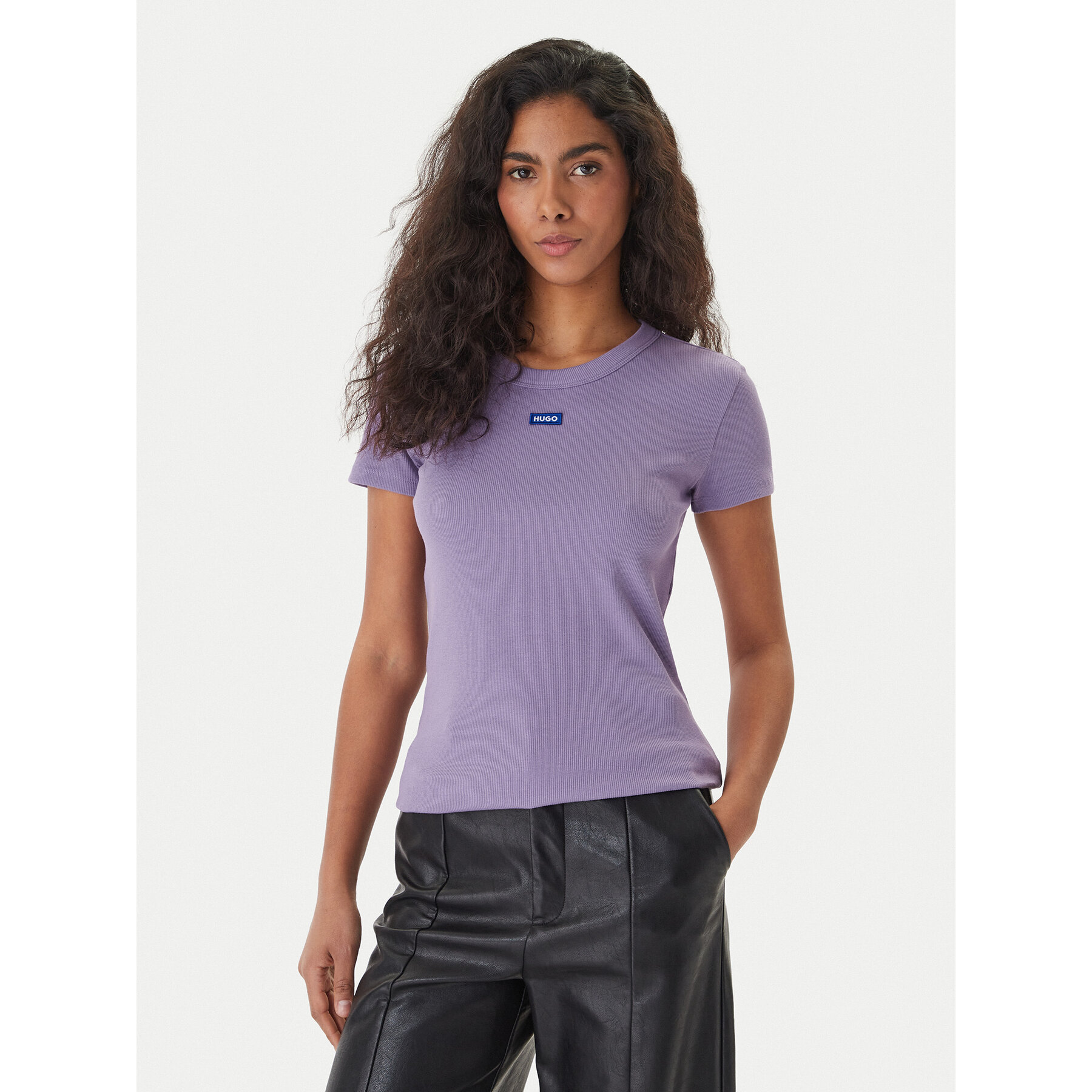 HUGO T-Shirt Easy 50523924 Fioletowy Slim Fit