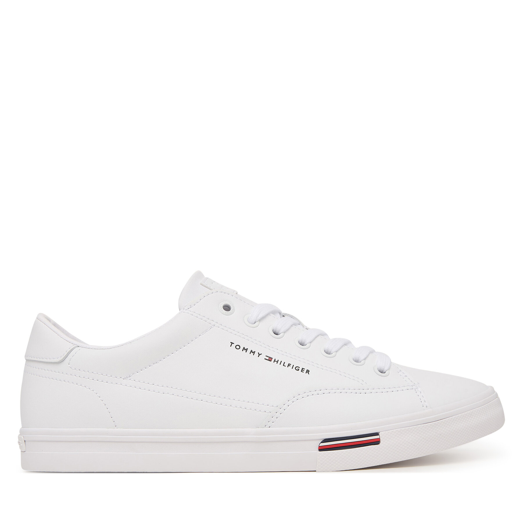 Tommy Hilfiger Sneakersy Signature Midsole Lace-Up Trainers With Leather FM0FM05814 Biały