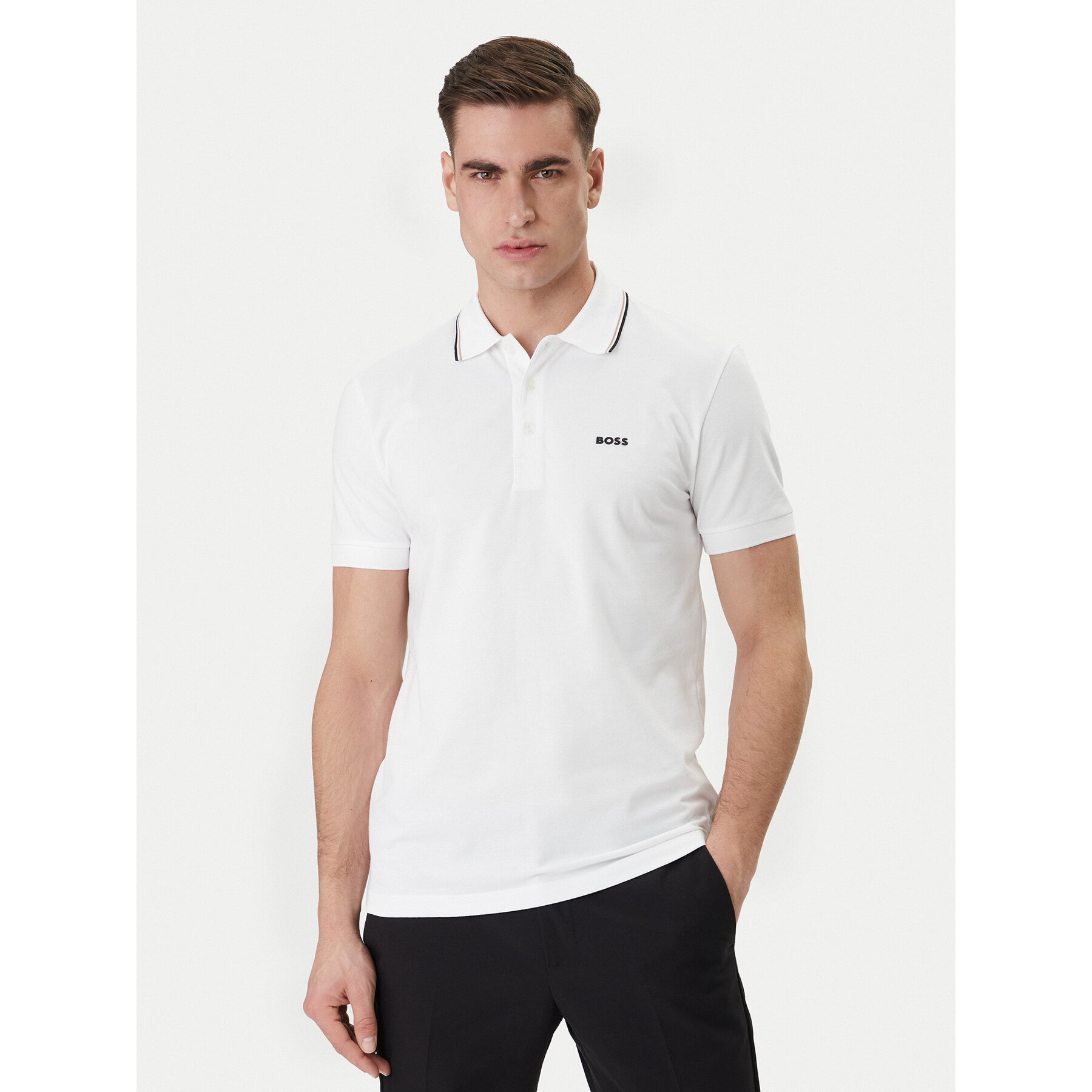 BOSS Polo Birdie Paule 50559365 Biały Slim Fit