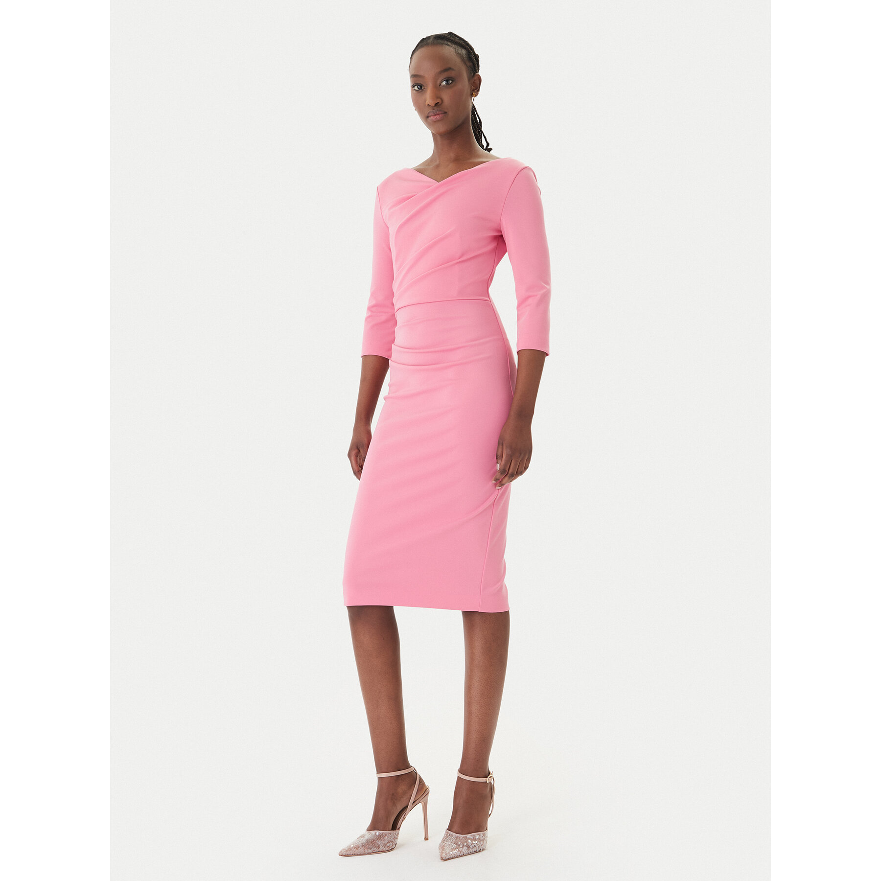 Rinascimento Sukienka koktajlowa CFC0127699003 Różowy Slim Fit