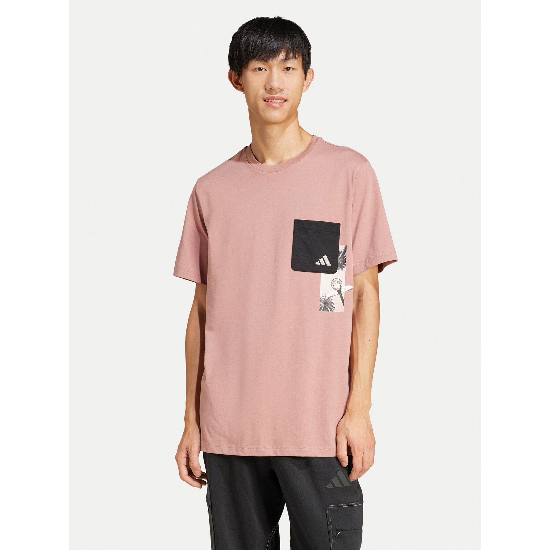 adidas T-Shirt Lens Elevated Pocket Graphic JJ3927 Różowy Loose Fit