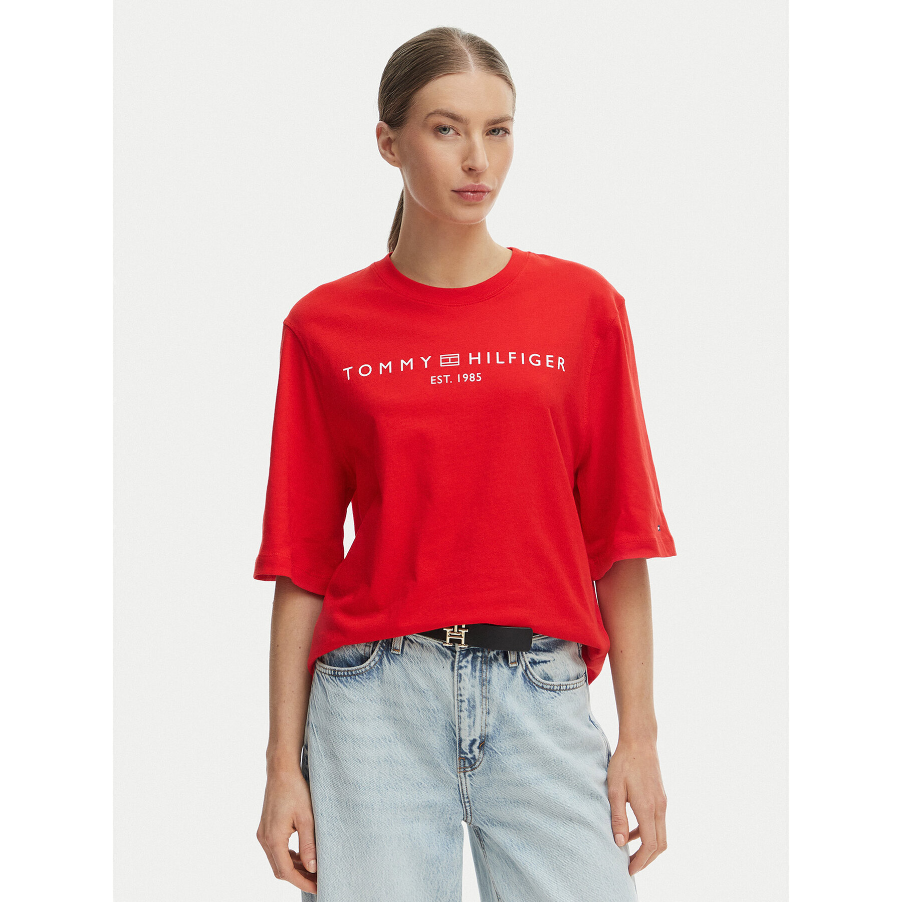 Tommy Hilfiger T-Shirt WW0WW47811 Pomarańczowy Relaxed Fit