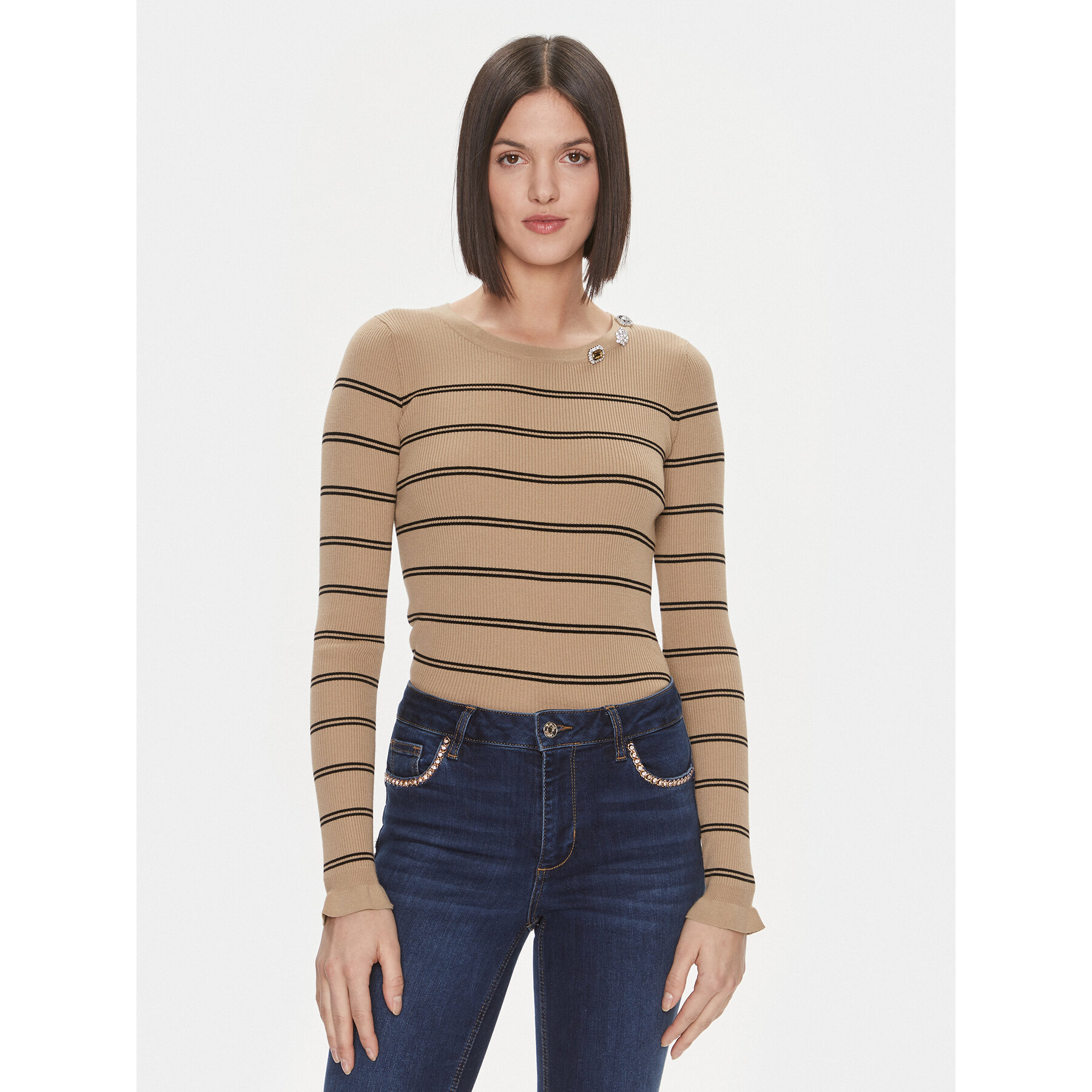 Liu Jo Sweter MF3001 MS99E Brązowy Slim Fit
