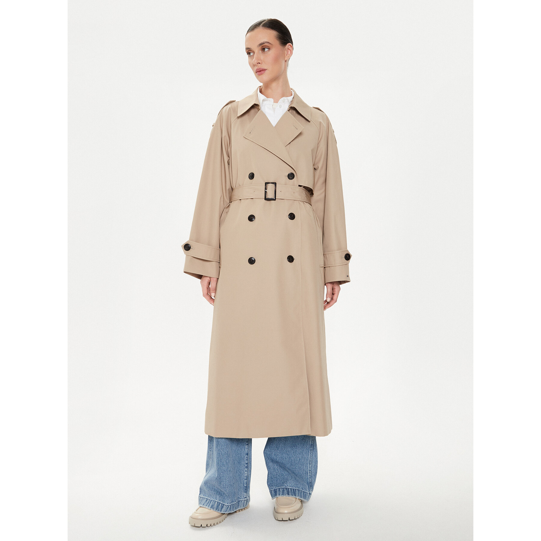 Tommy Hilfiger Trencz WW0WW43336 Beżowy Oversize