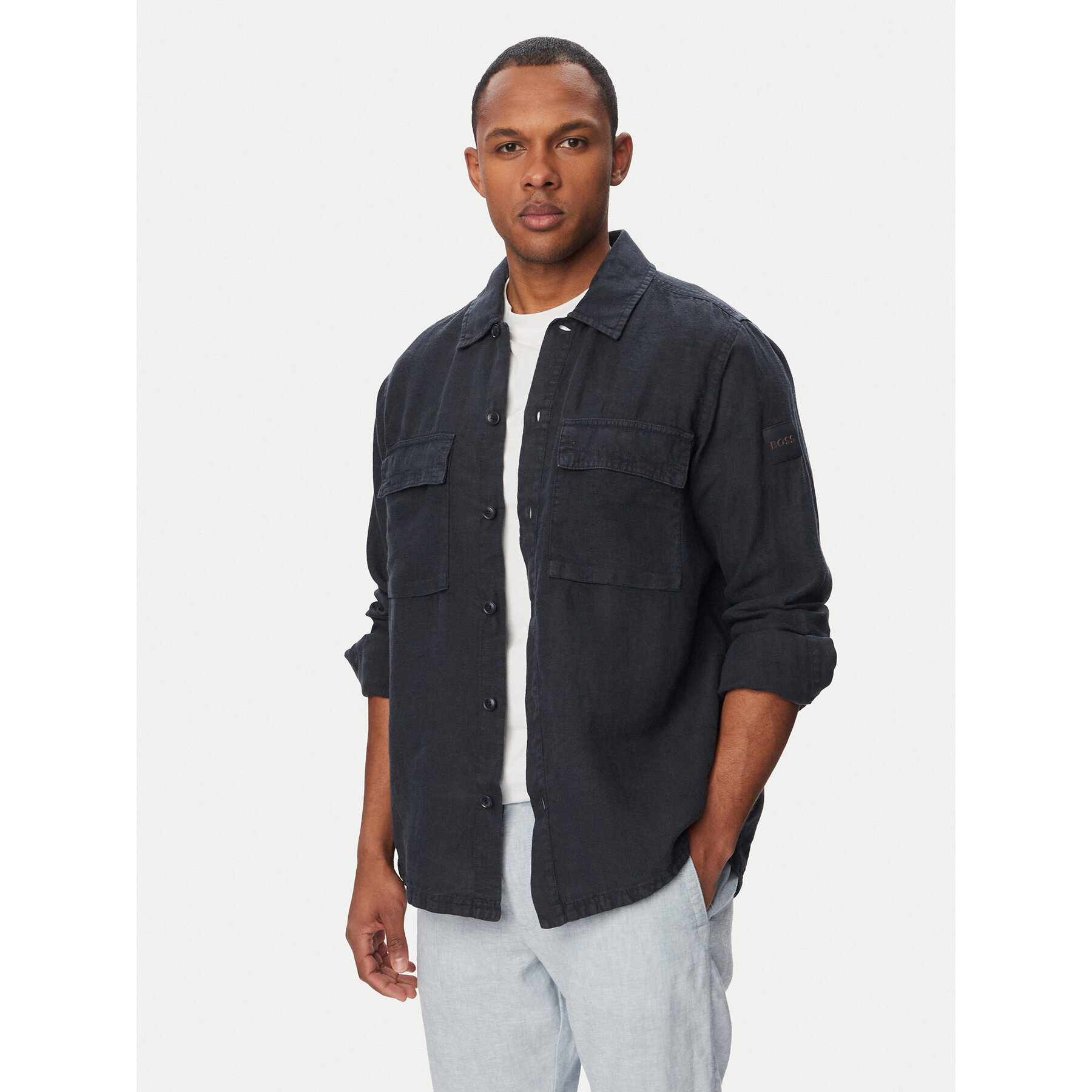 BOSS Koszula Locky 50558928 Granatowy Regular Fit