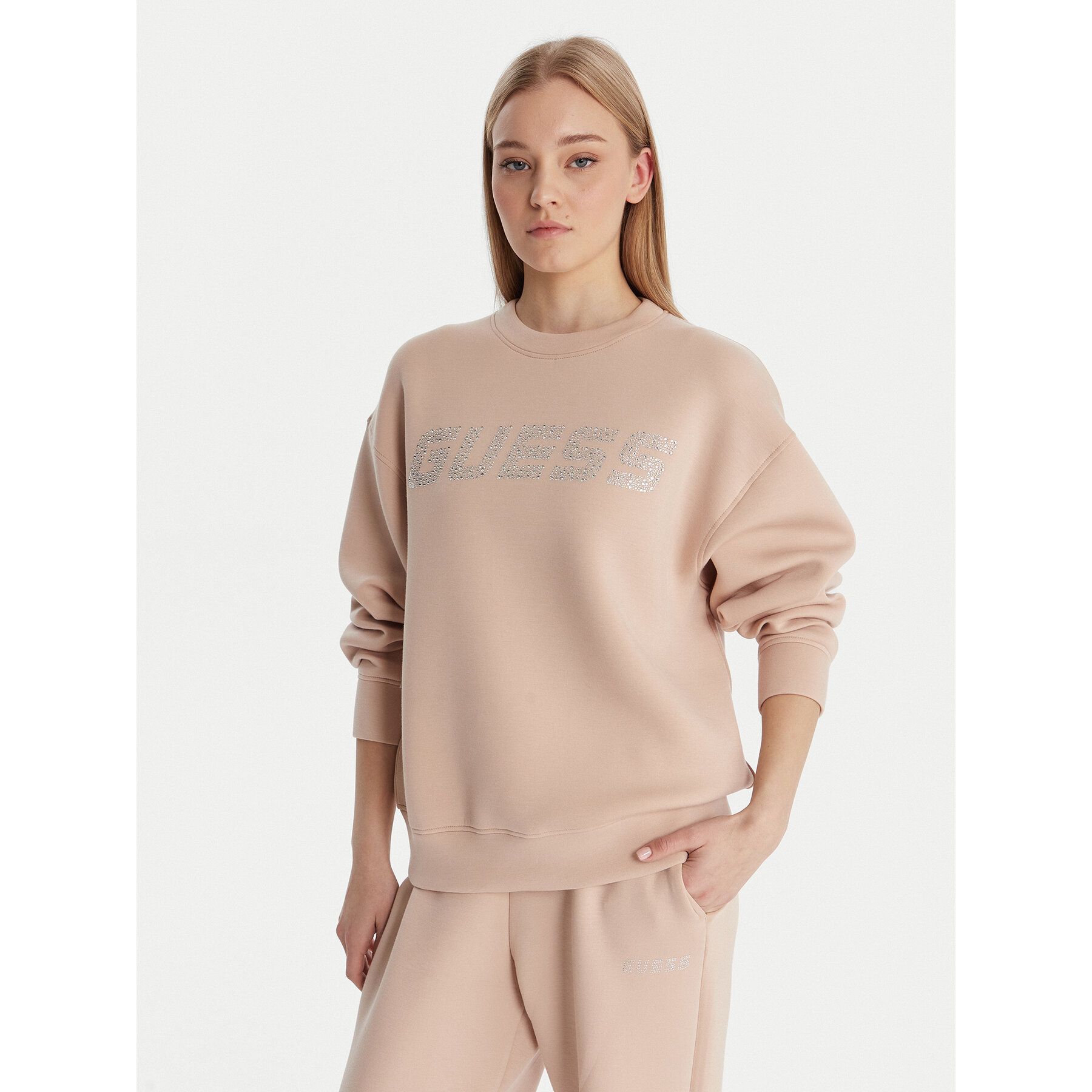 Guess Bluza V4BQ15 K7UW2 Beżowy Regular Fit