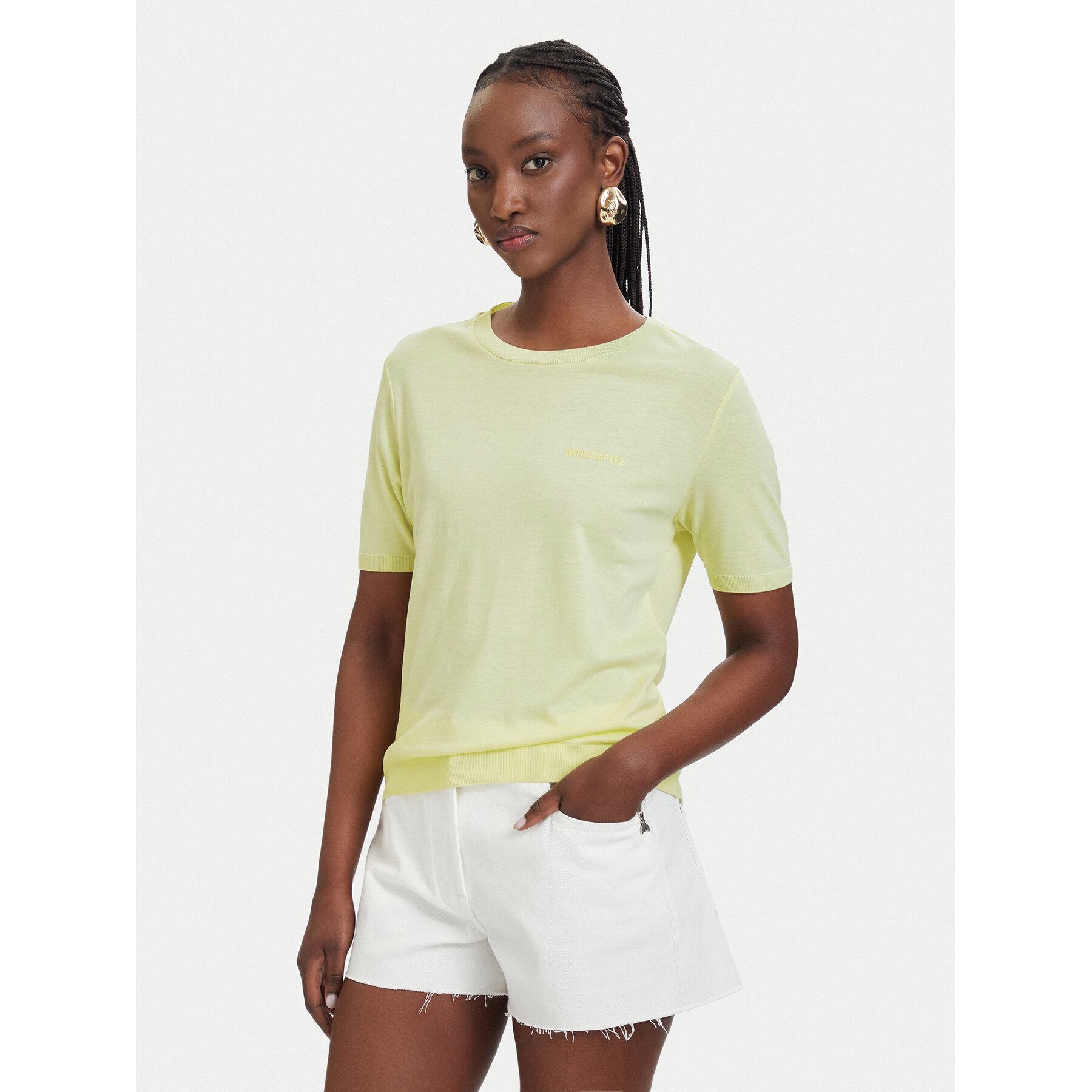 Patrizia Pepe T-Shirt 2M4542/J419-Y841 Żółty Regular Fit