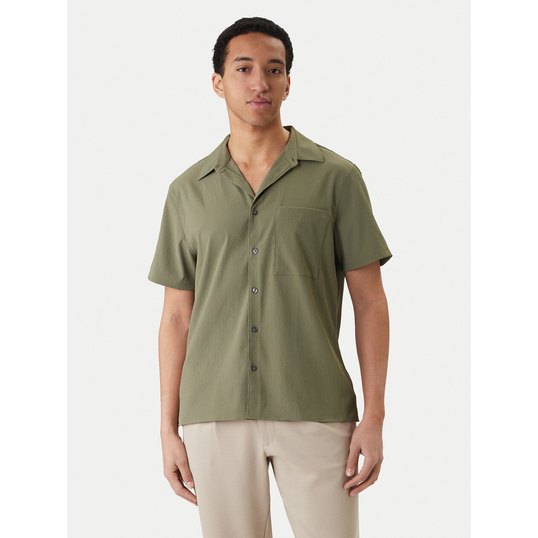 Calvin Klein Koszula LV04LF109G Zielony Classic Fit