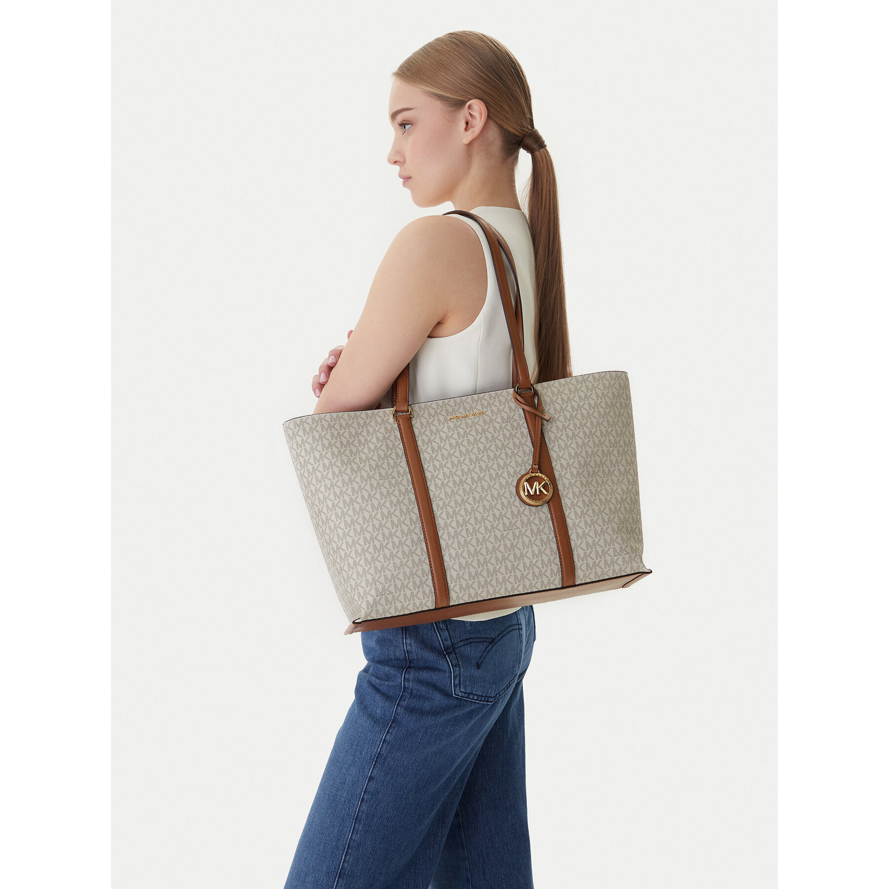 MICHAEL Michael Kors Torebka Temple Tote 30R4G1LT3B Beżowy
