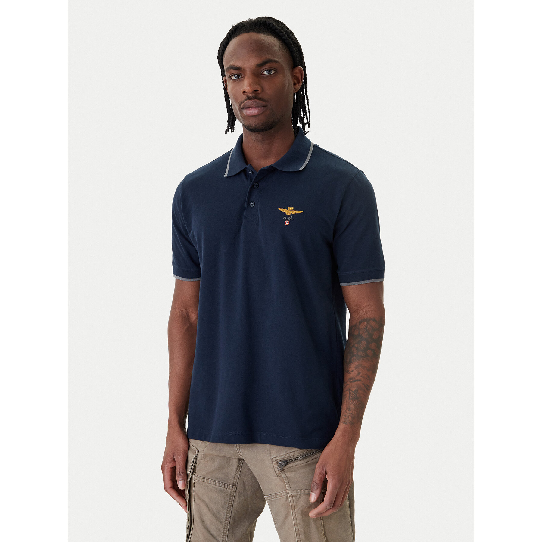 Aeronautica Militare Polo 261PO1308UP00082 Granatowy Regular Fit