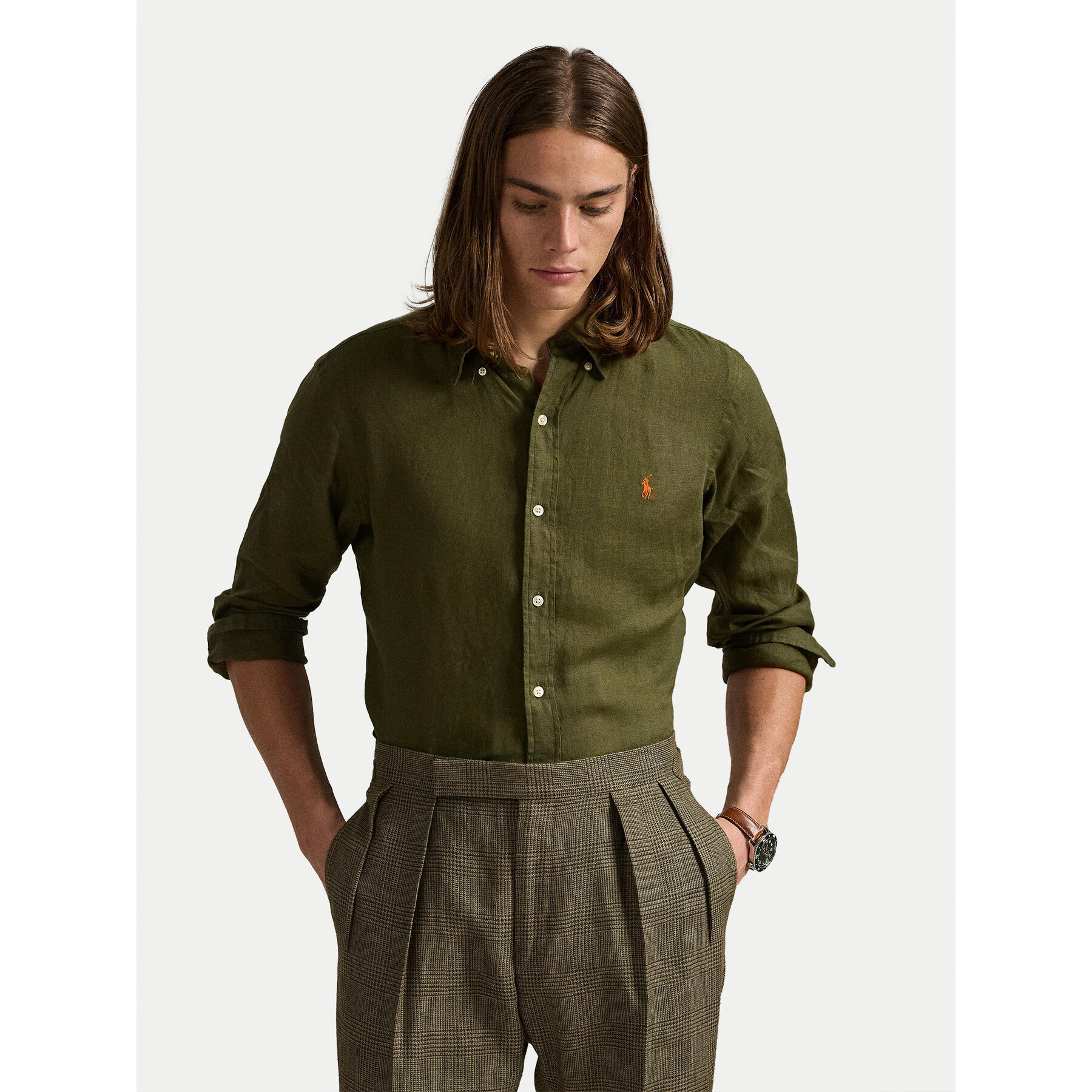 Polo Ralph Lauren Koszula 710968915006 Khaki Slim Fit