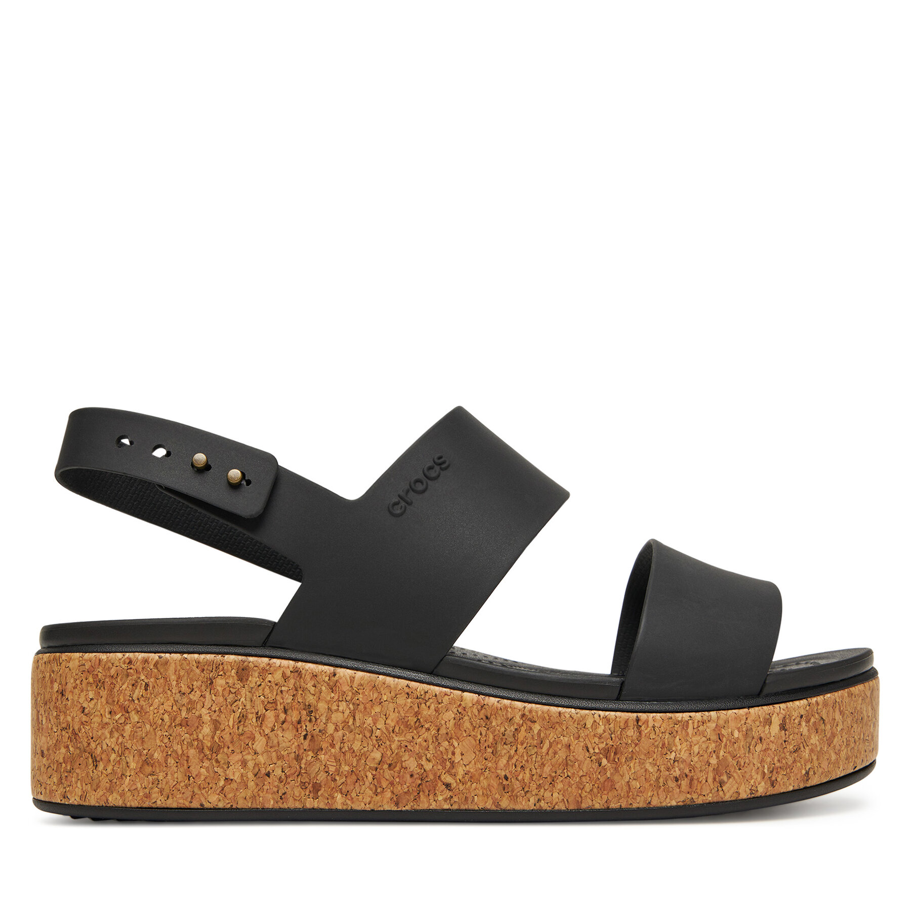 Crocs Sandały Brooklyn Cork Low Wedge 211144 Czarny