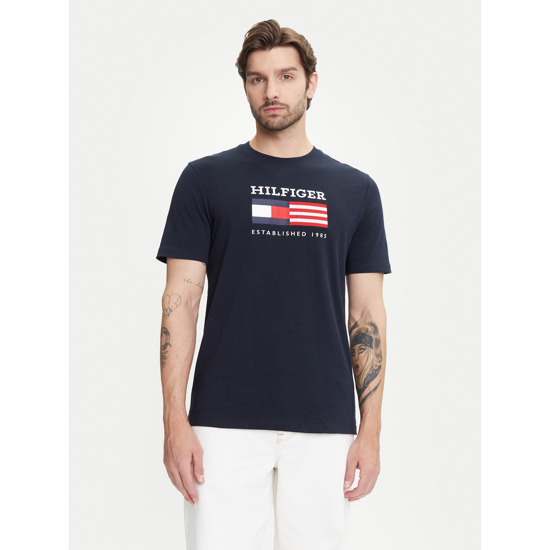 Tommy Hilfiger T-Shirt American Monotype MW0MW39843 Granatowy Regular Fit
