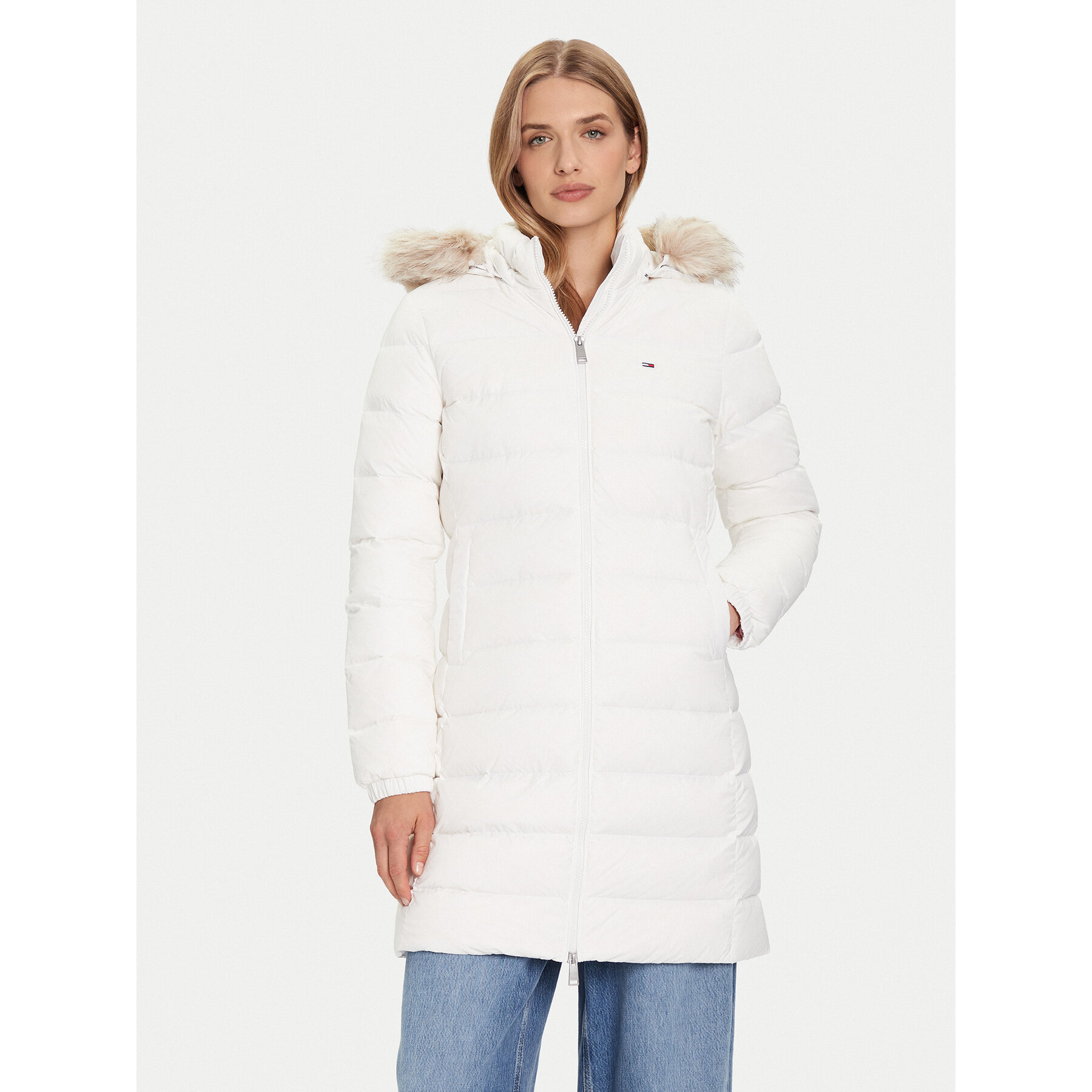 Tommy Jeans Kurtka puchowa Essential DW0DW18864 Écru Slim Fit
