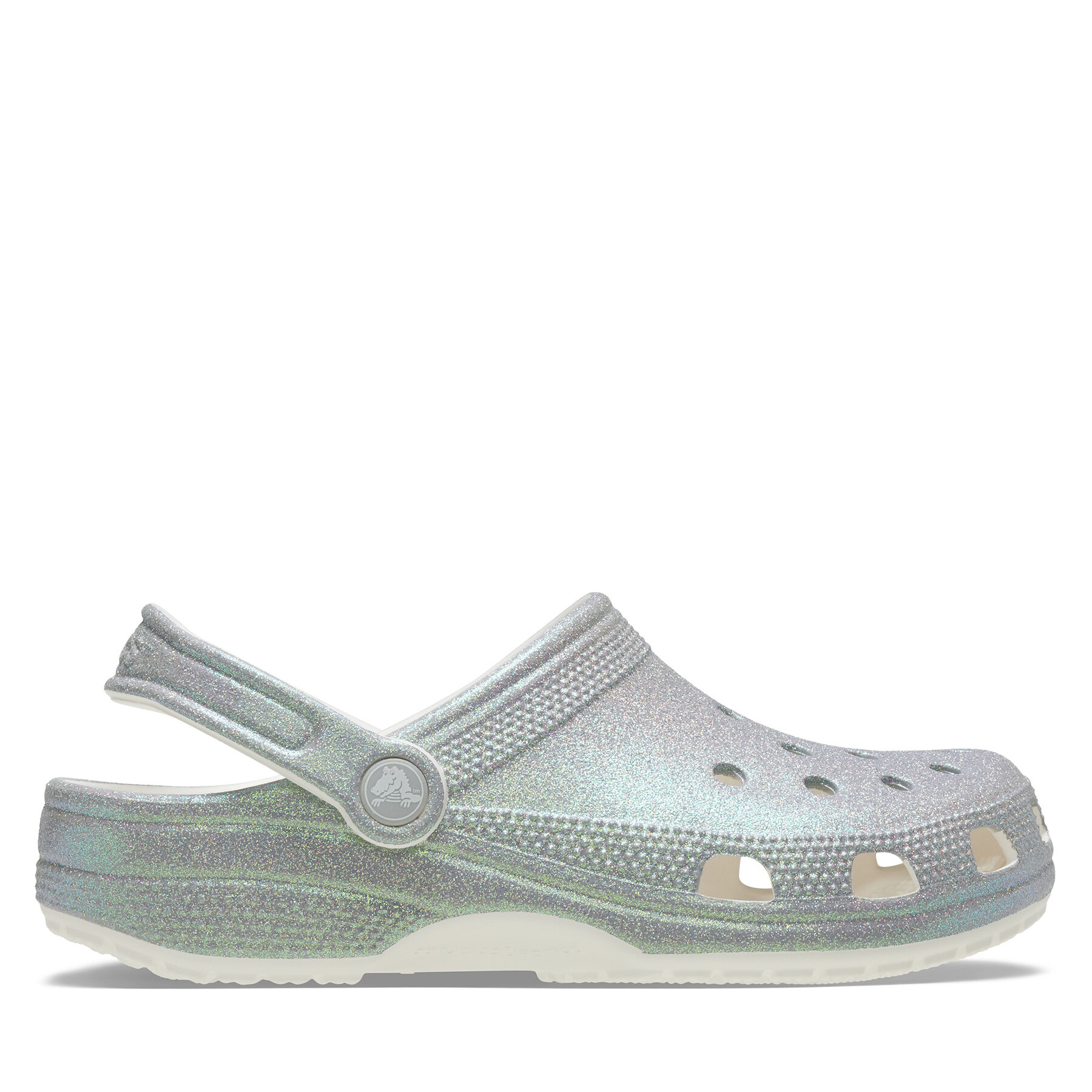 Crocs Klapki Classic Iridescent Glitter Clog 211005 Srebrny
