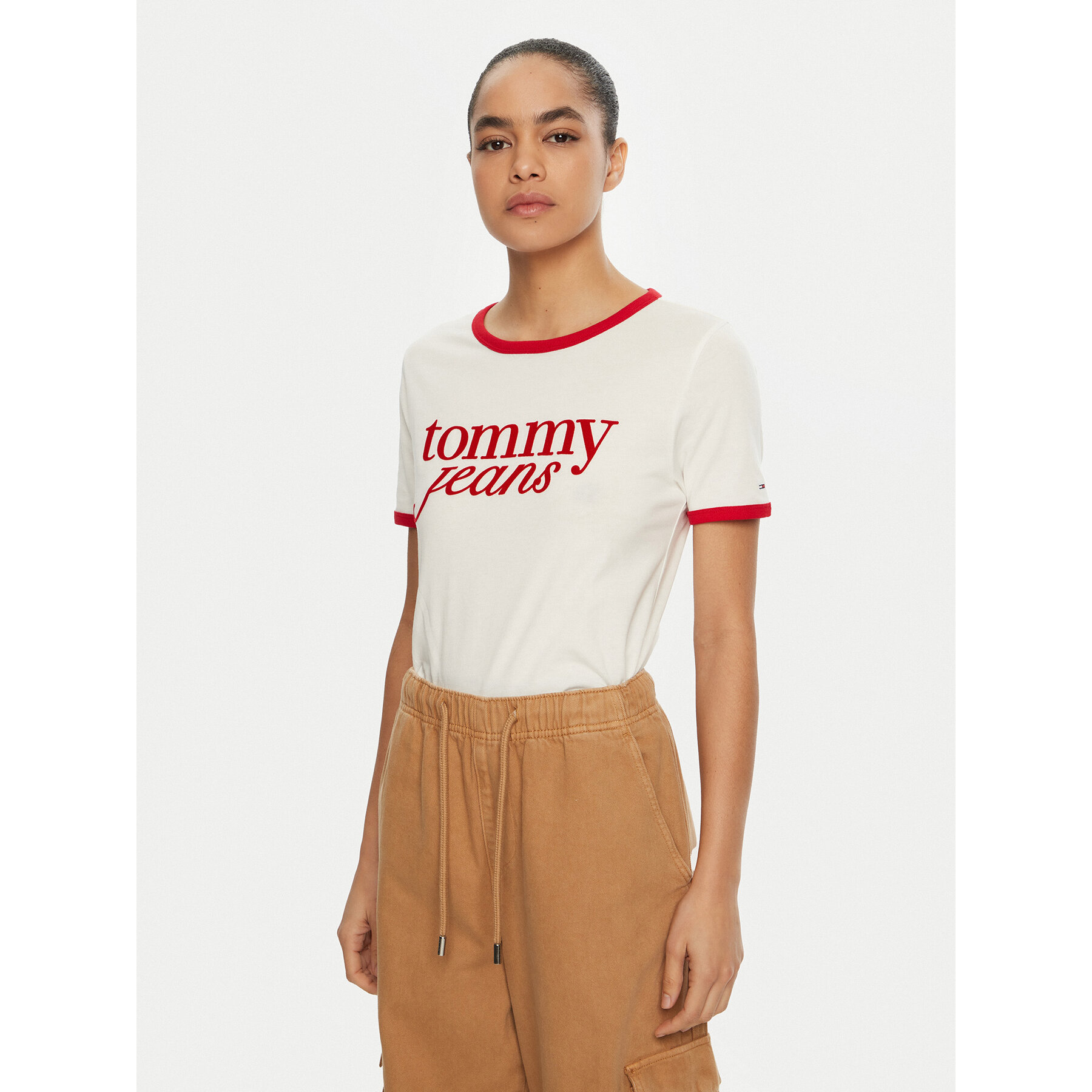Tommy Jeans T-Shirt DW0DW19449 Biały Relaxed Fit