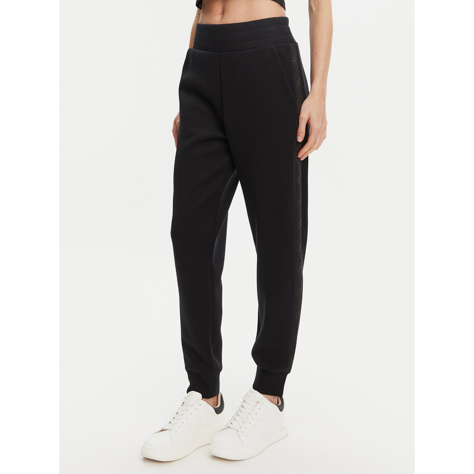 Guess Spodnie dresowe W5YB11 KBYE2 Czarny Regular Fit