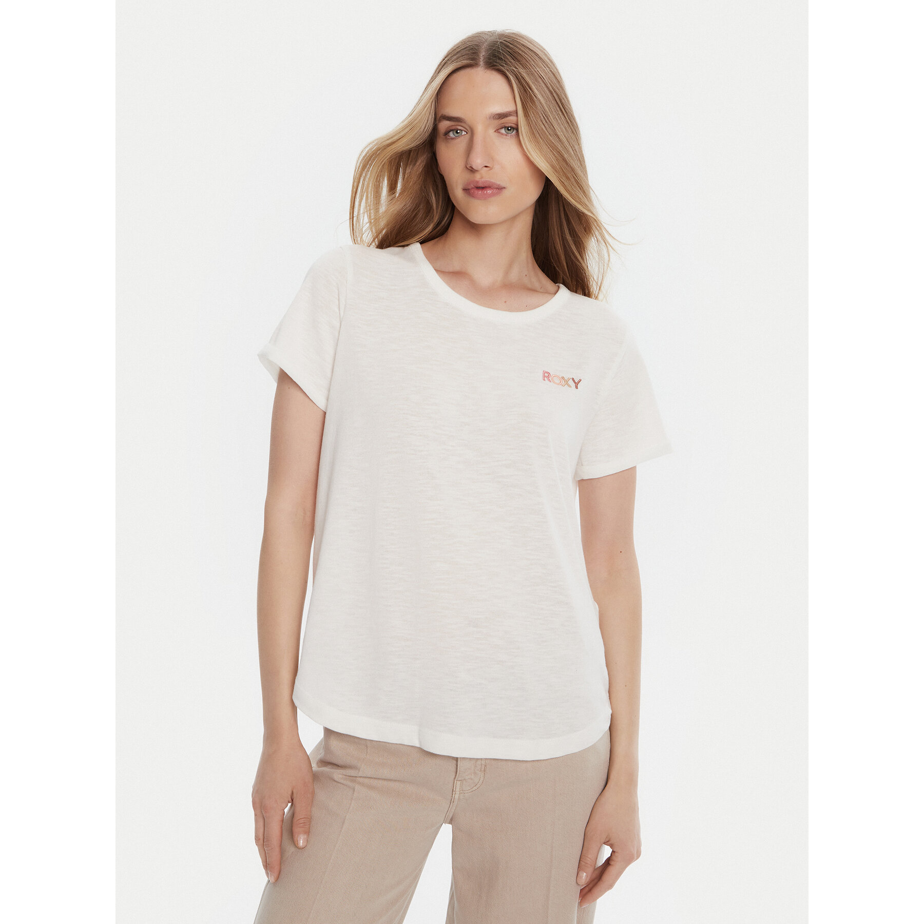 Roxy T-Shirt ERJZT05731-WBK0 Biały Regular Fit