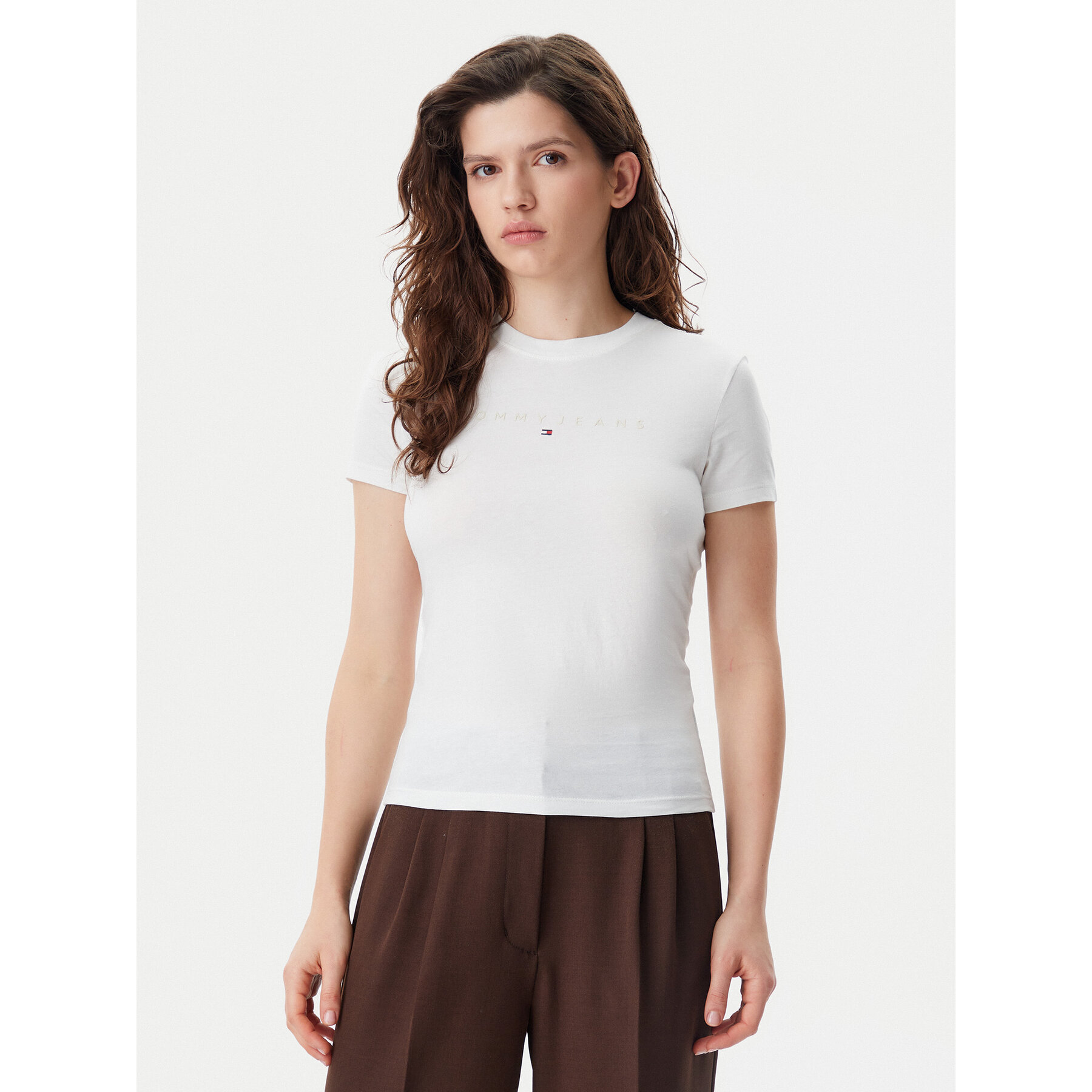 Tommy Jeans T-Shirt Tonal Linear DW0DW20315 Écru Slim Fit