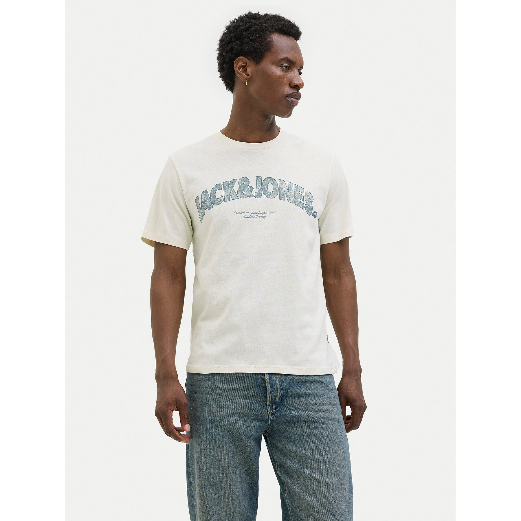 Jack & Jones T-Shirt Almeria 12276962 Beżowy Regular Fit