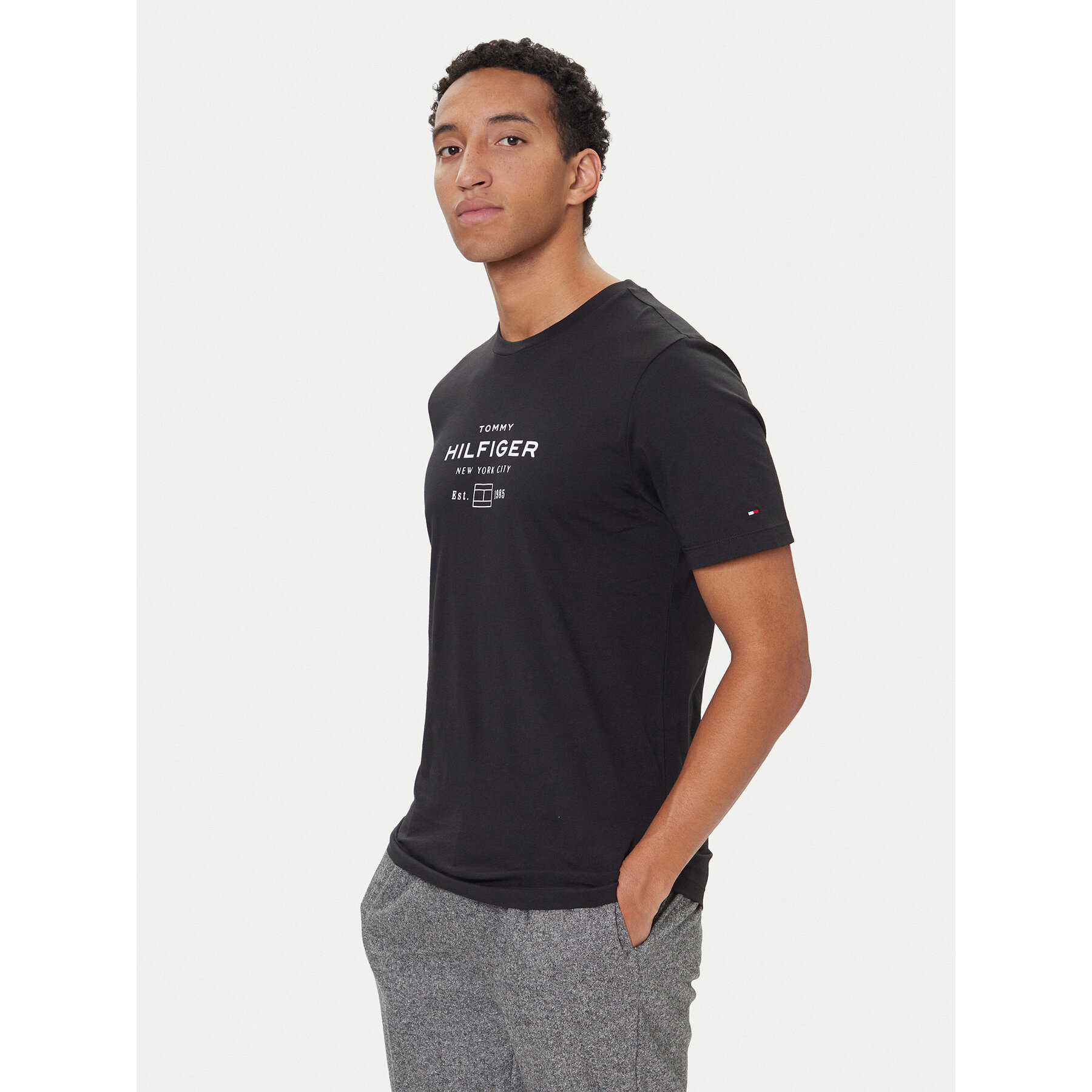 Tommy Hilfiger T-Shirt Stack Graphic MW0MW40002 Czarny Regular Fit