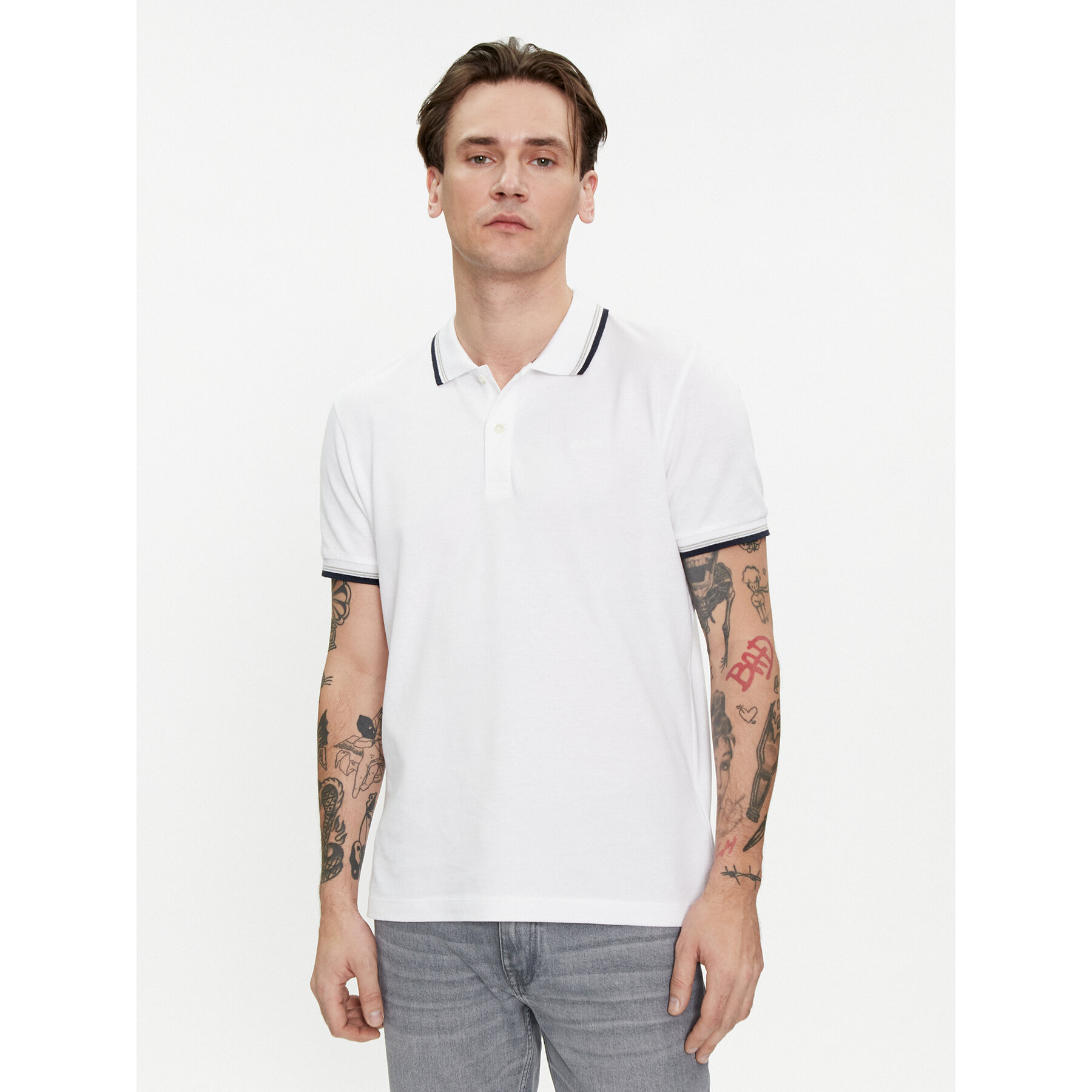 Geox Polo M4510Q T2649 F1492 Biały Regular Fit