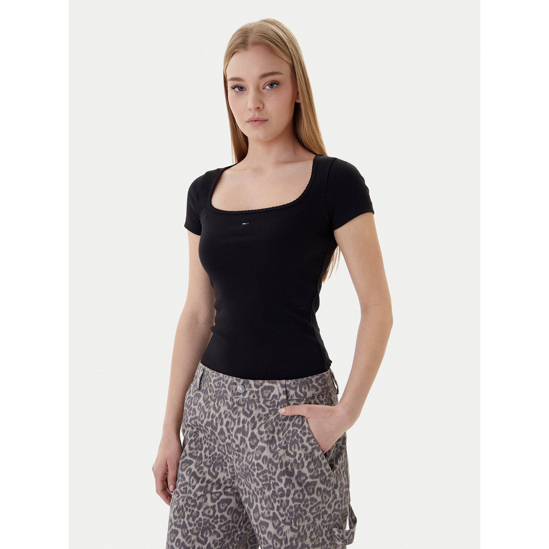 Tommy Jeans T-Shirt DW0DW21837 Czarny Slim Fit