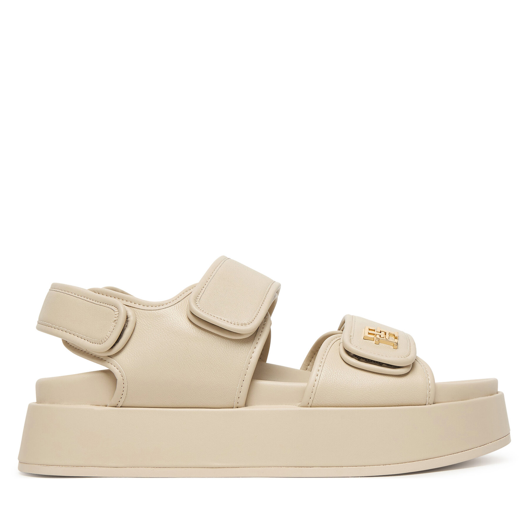 Tommy Hilfiger Sandały Leather Sporty Platform Sandal FW0FW09119 Beżowy