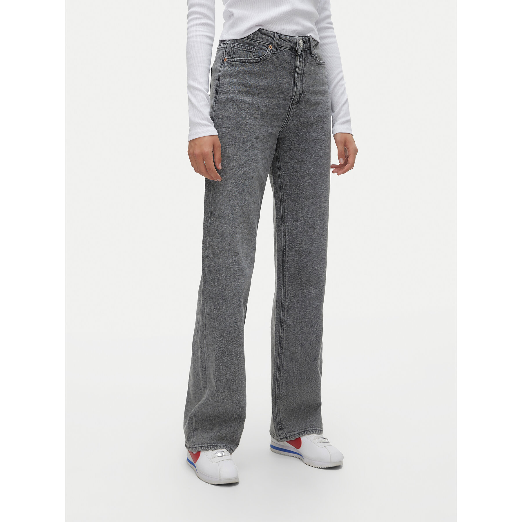 Vero Moda Jeansy Tessa 10287304 Szary Wide Leg