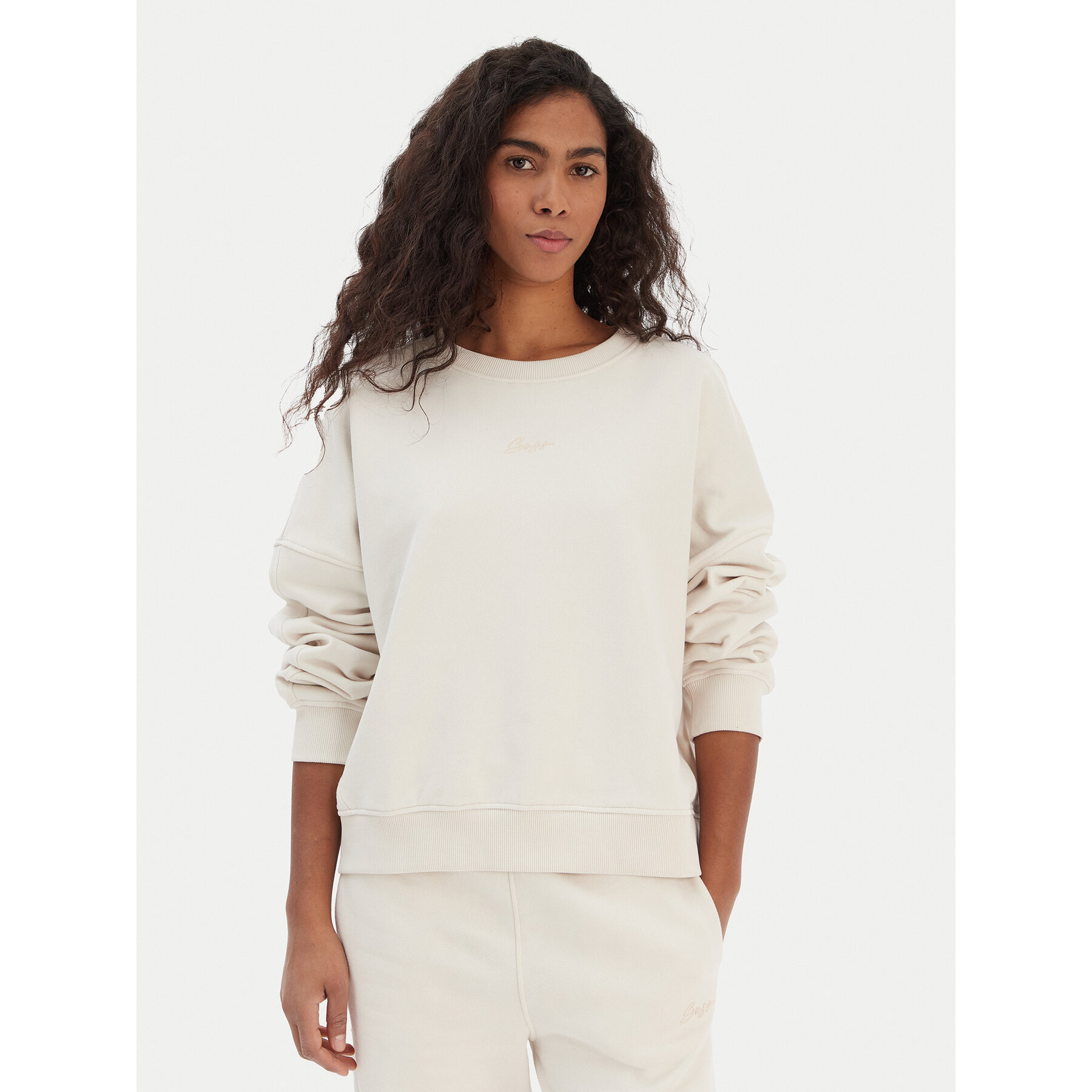 BOSS Bluza C_Ever 50554711 Beżowy Oversize