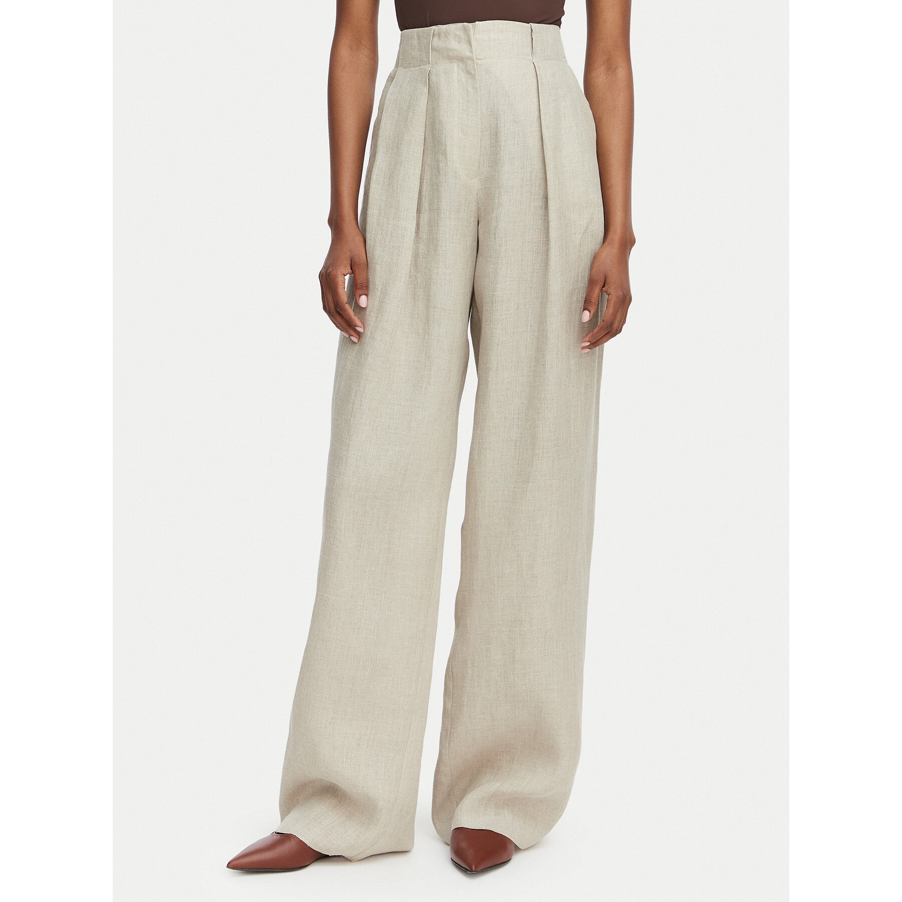 Marella Spodnie materiałowe Rete 2613131022 Beżowy Straight Fit