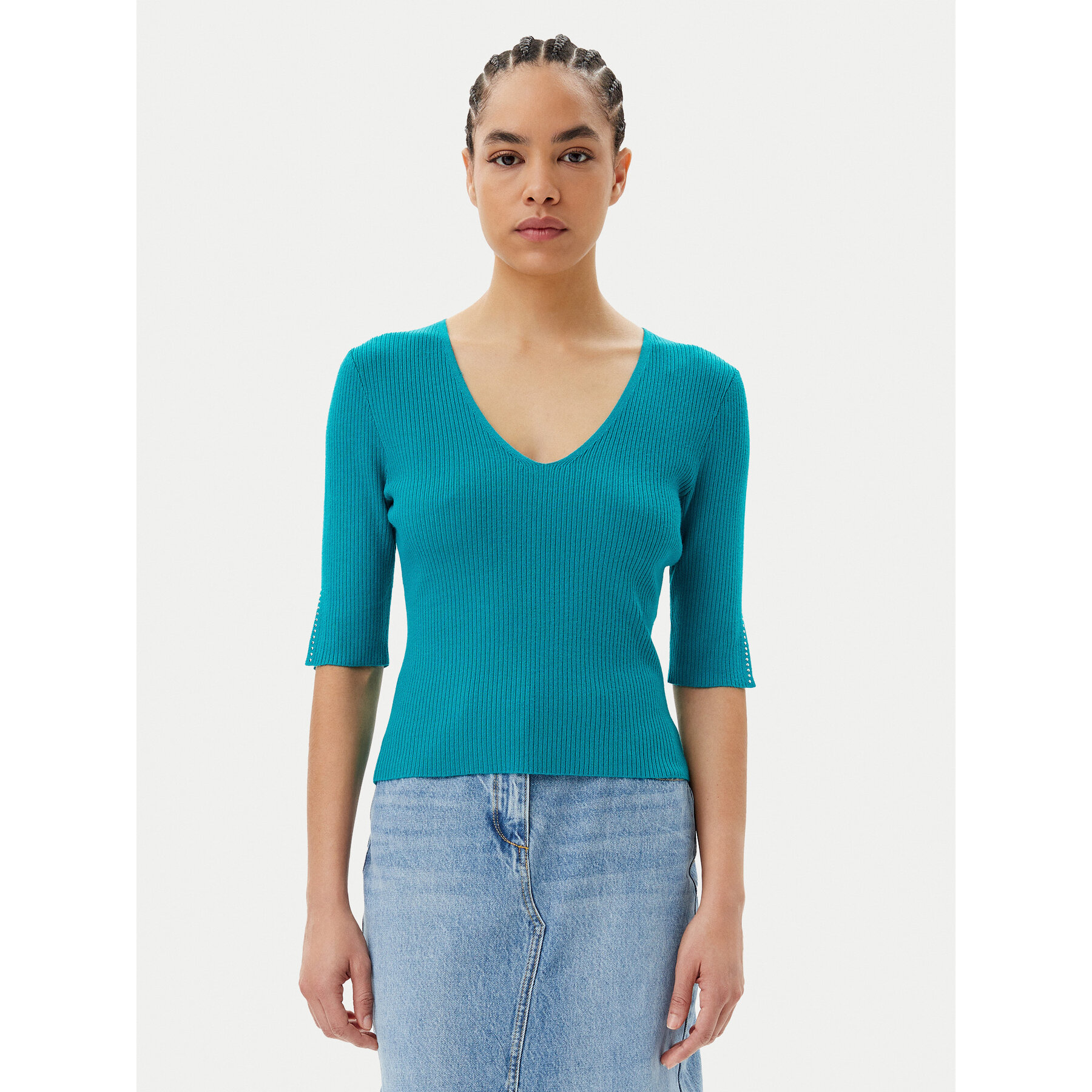 Morgan Sweter 251-MCHAMPI Zielony Slim Fit