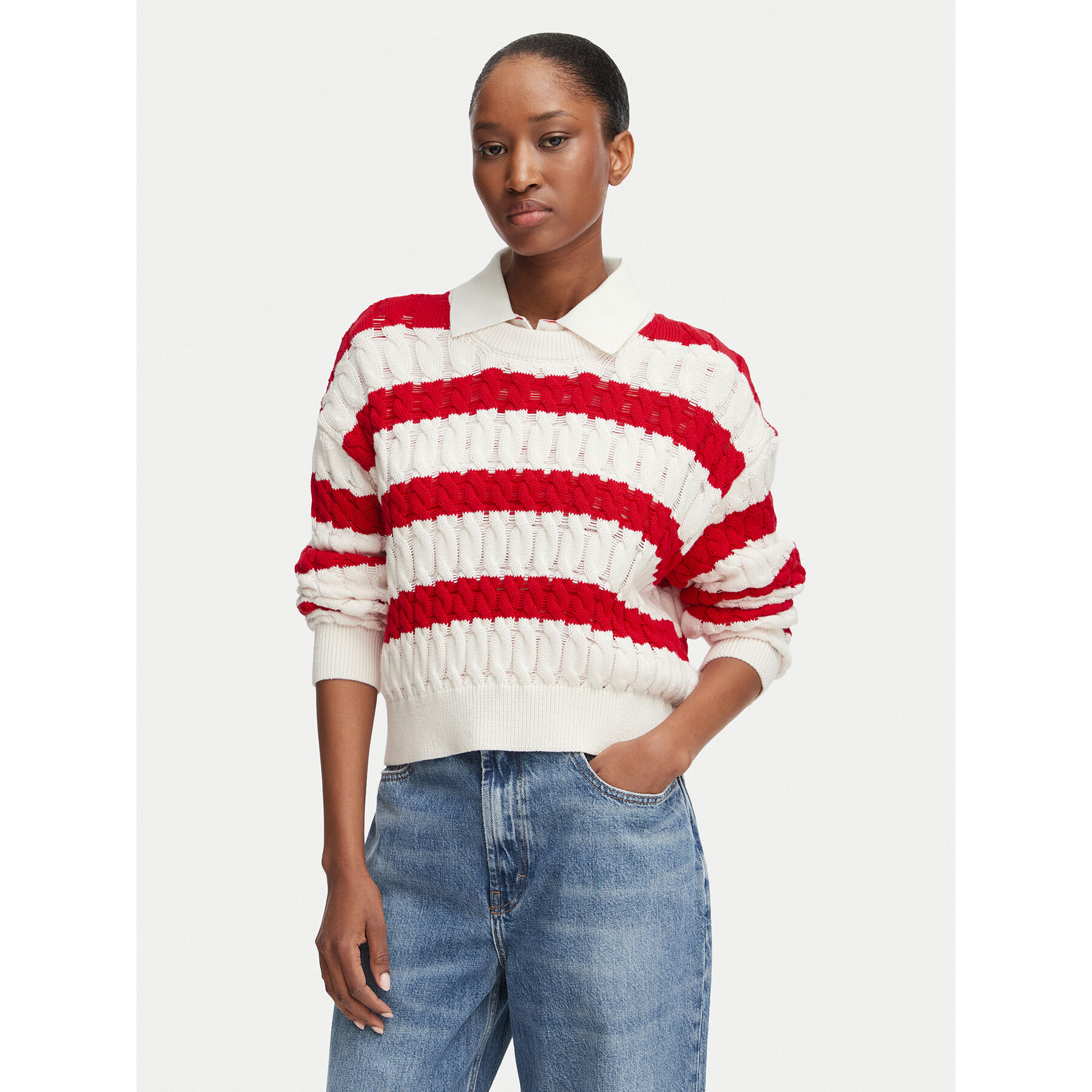 Tommy Jeans Sweter DW0DW22926 Czerwony Loose Fit